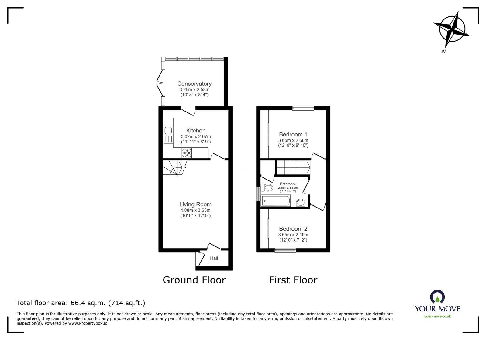 Floorplan of 2 bedroom Semi Detached House for sale, Broadleigh Close, West Bridgford, Nottinghamshire, NG2