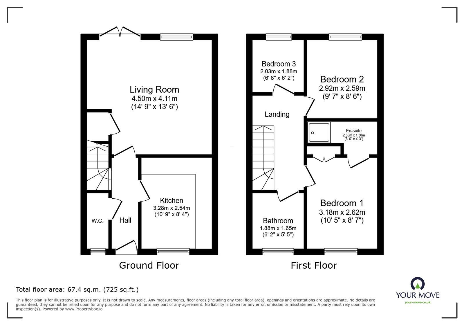 Floorplan of 3 bedroom End Terrace House to rent, Darwin Crescent, Loughborough, Leicestershire, LE11