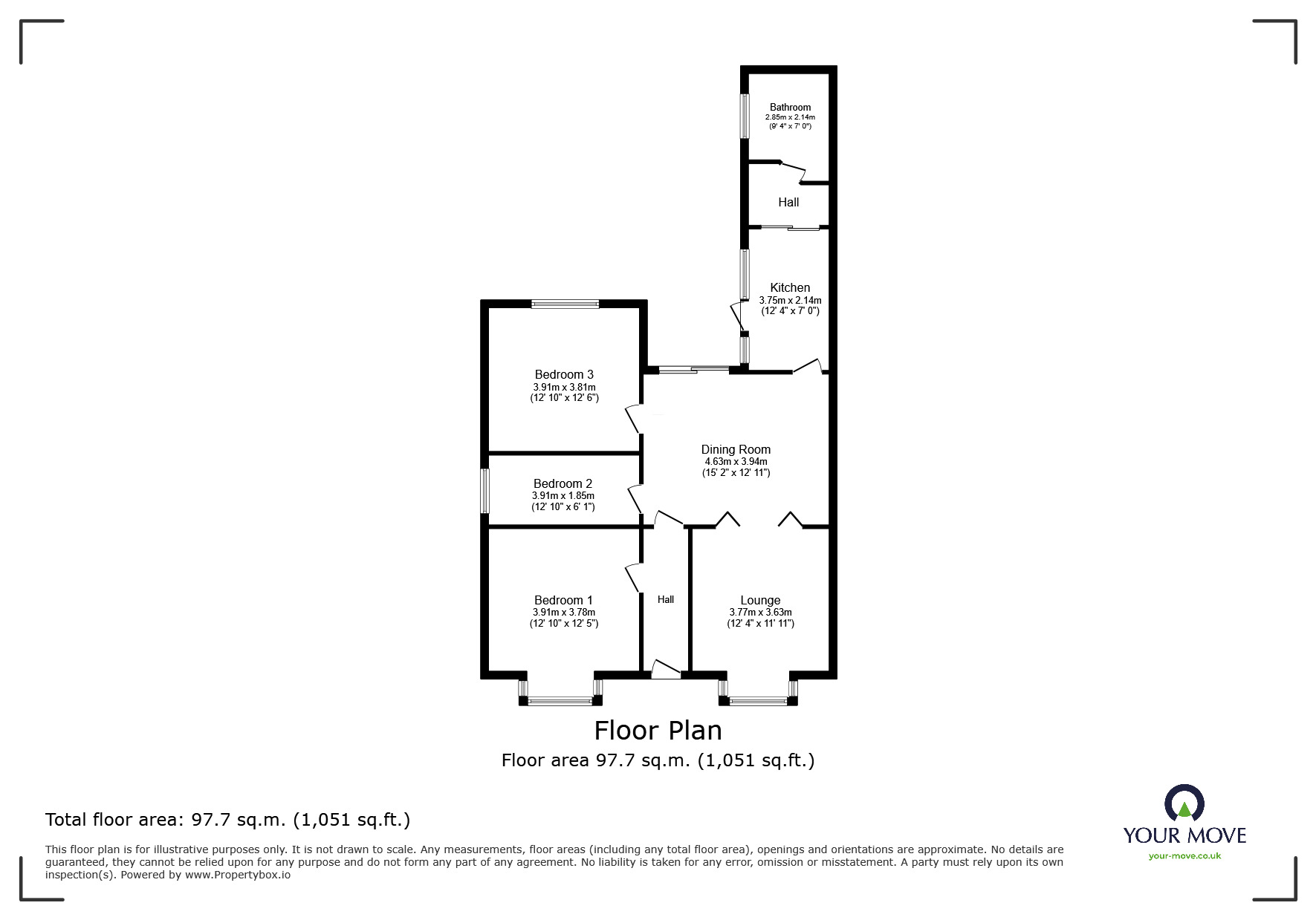 Floorplan of 3 bedroom Detached Bungalow for sale, Herbert Street, Loughborough, Leicestershire, LE11