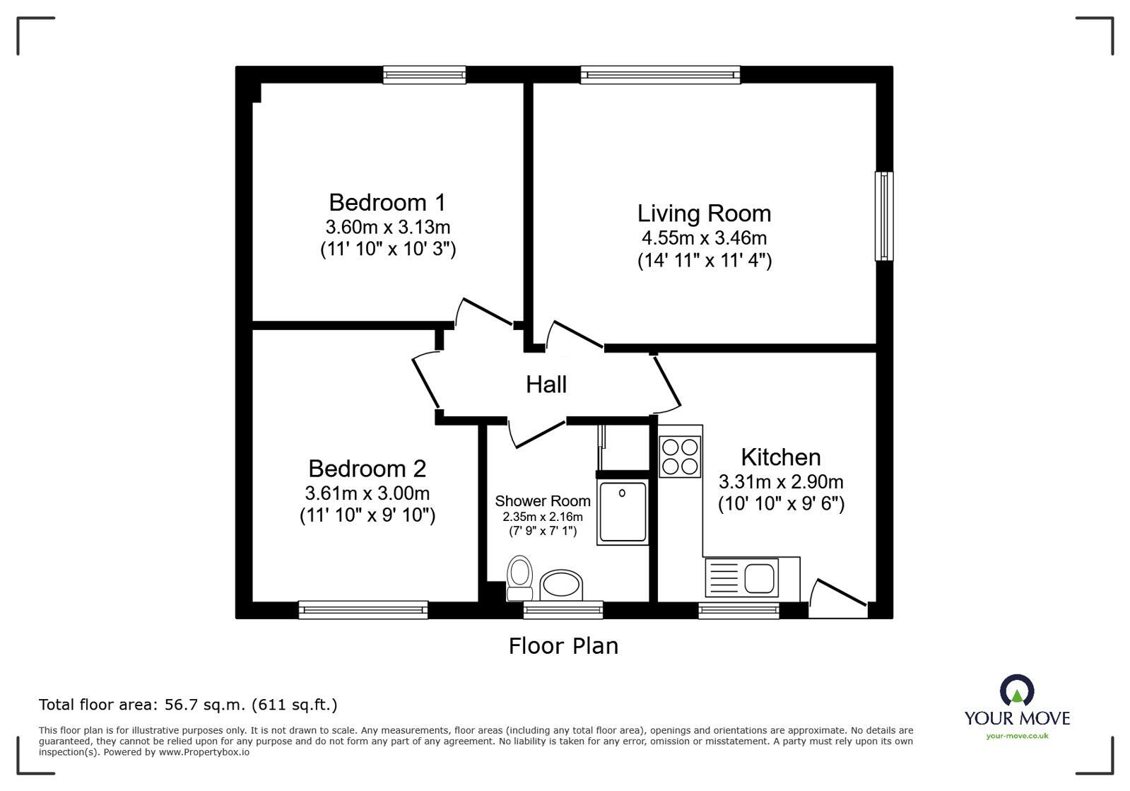 Floorplan of 2 bedroom Flat for sale, Main Street, Sutton Bonington, Nottinghamshire, LE12