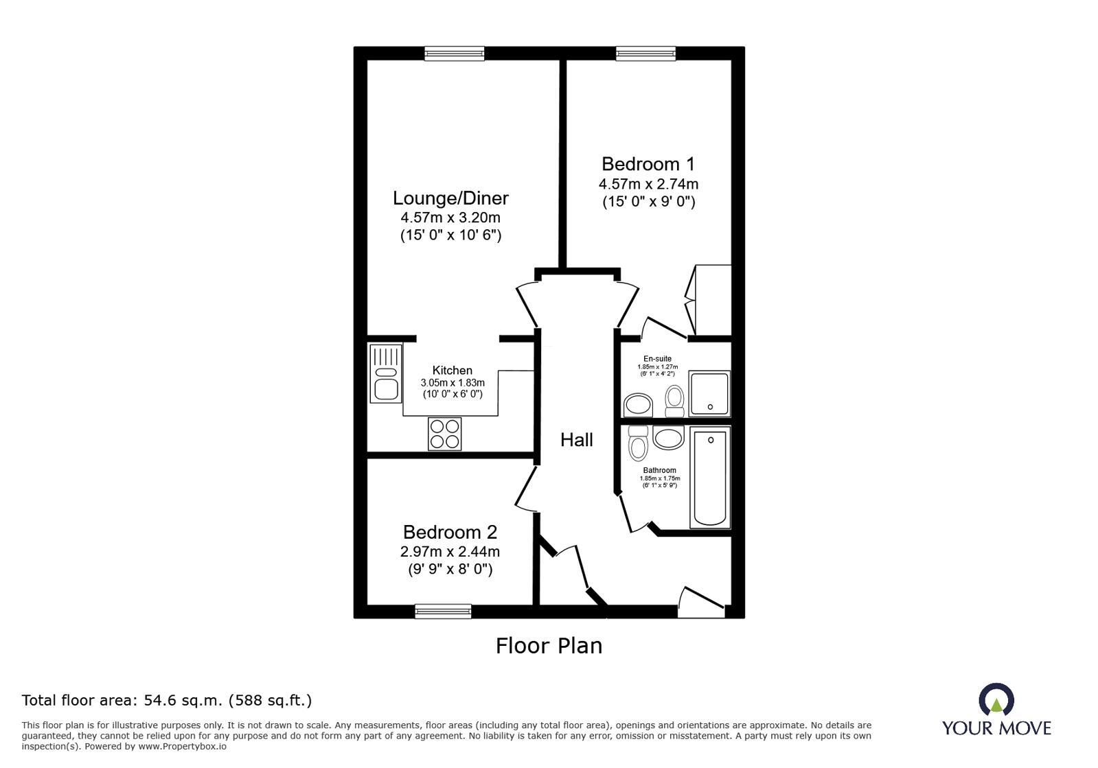 Floorplan of 2 bedroom House for sale, Brush Drive, Loughborough, Leicestershire, LE11