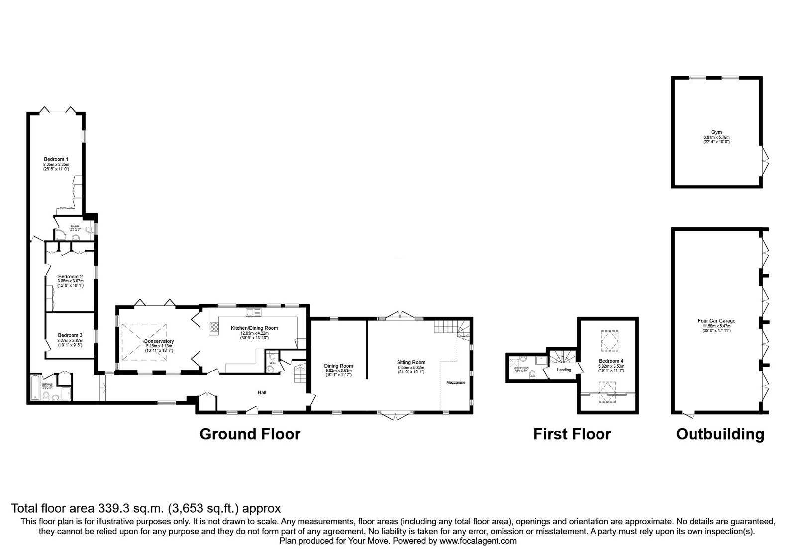 Floorplan of 4 bedroom House for sale, Home Farm Courtyard, Castle Donington, Leicestershire, DE74
