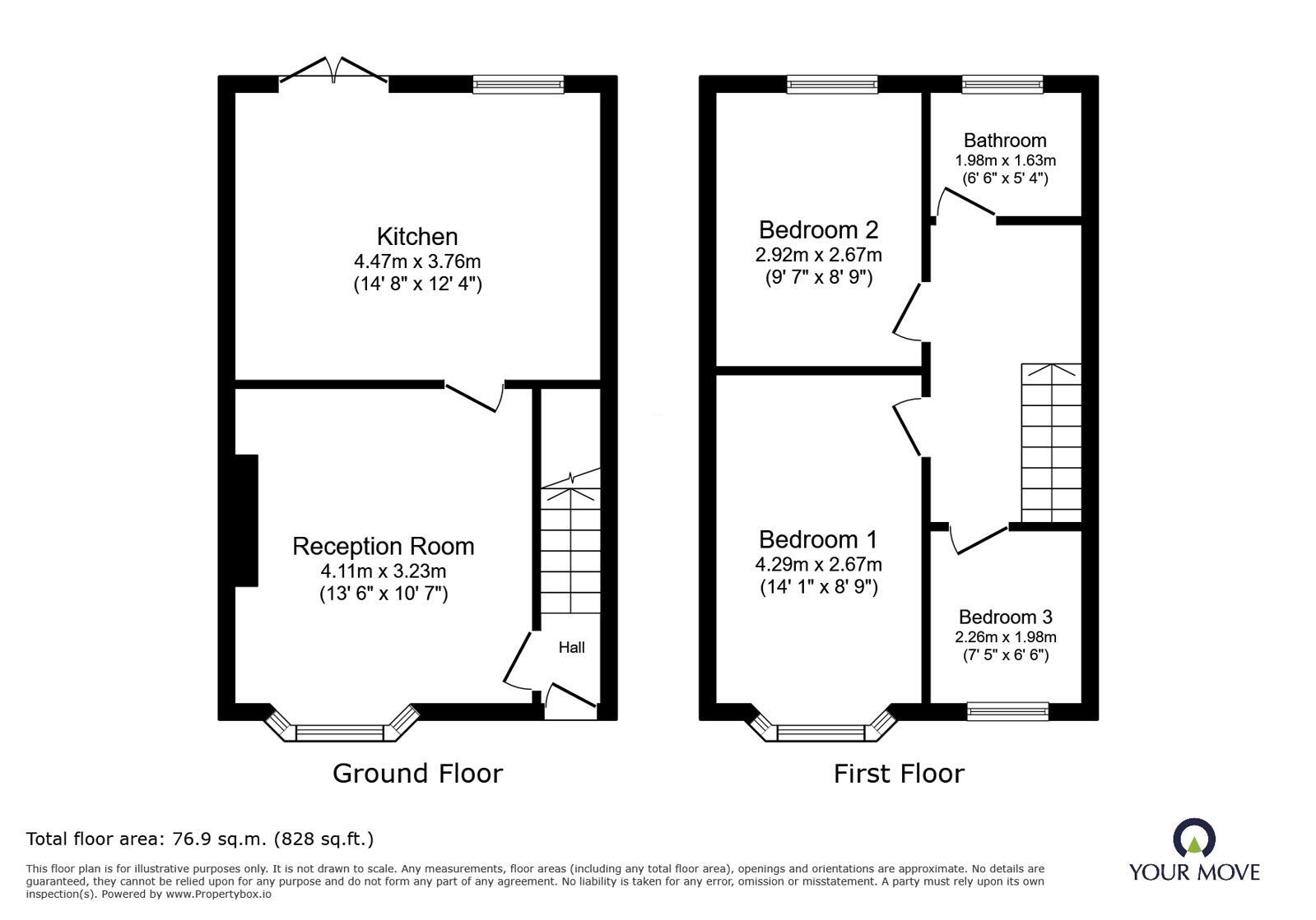 Floorplan of 3 bedroom Mid Terrace House for sale, Linden Road, Loughborough, Leicestershire, LE11