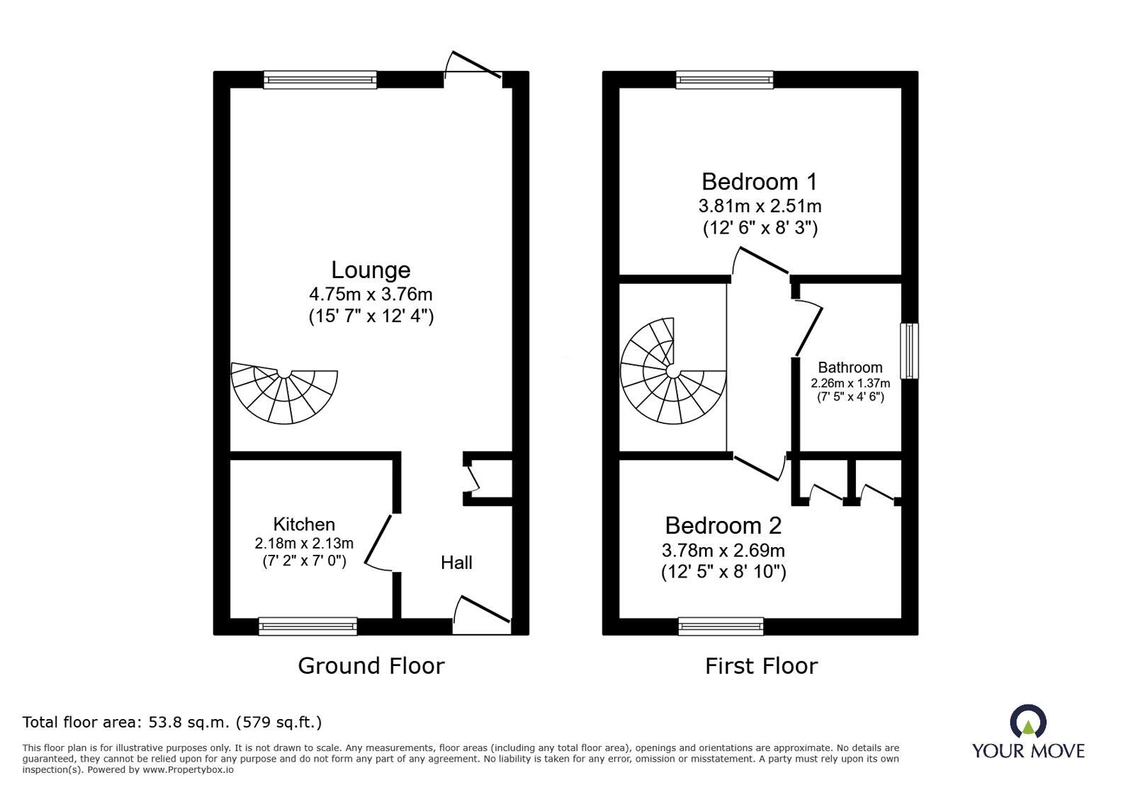Floorplan of 2 bedroom End Terrace House for sale, Rivington Drive, Loughborough, Leicestershire, LE11
