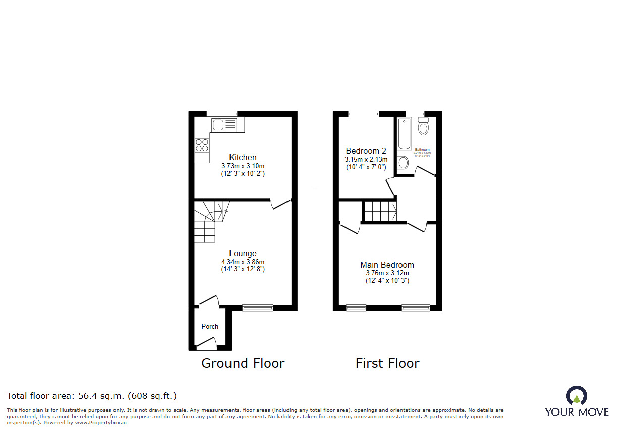 Floorplan of 2 bedroom Mid Terrace House for sale, Domont Close, Shepshed, Leicestershire, LE12