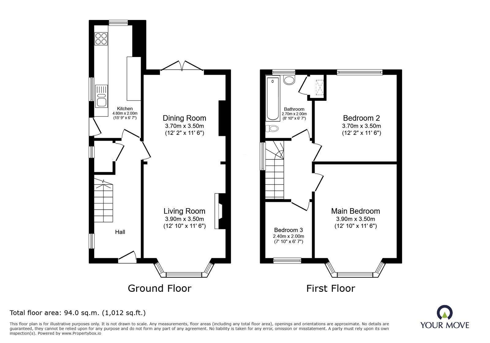 Floorplan of 3 bedroom Semi Detached House for sale, Leicester Road, Loughborough, Leicestershire, LE11