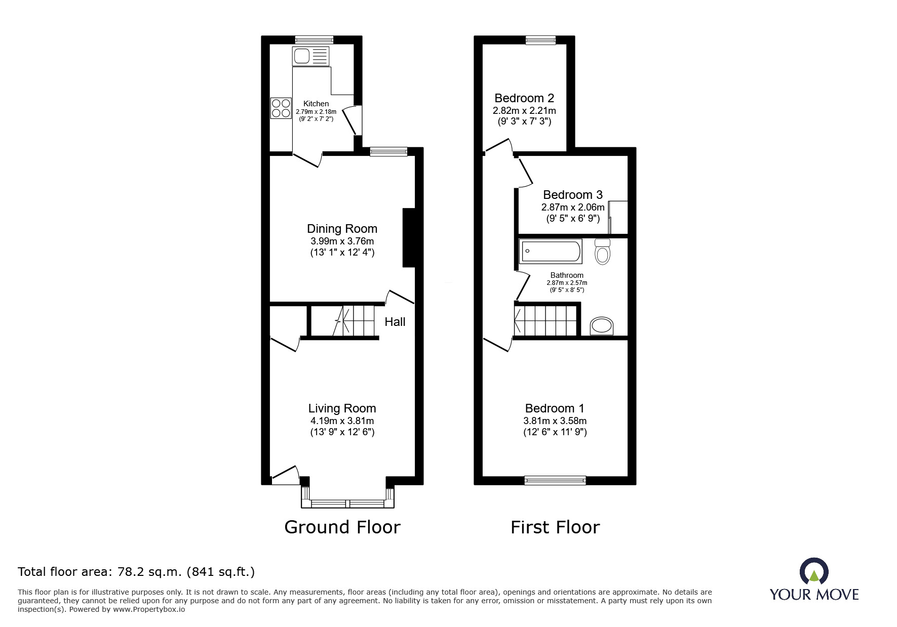 Floorplan of 3 bedroom Mid Terrace House to rent, Derby Road, Stapleford, Nottinghamshire, NG9