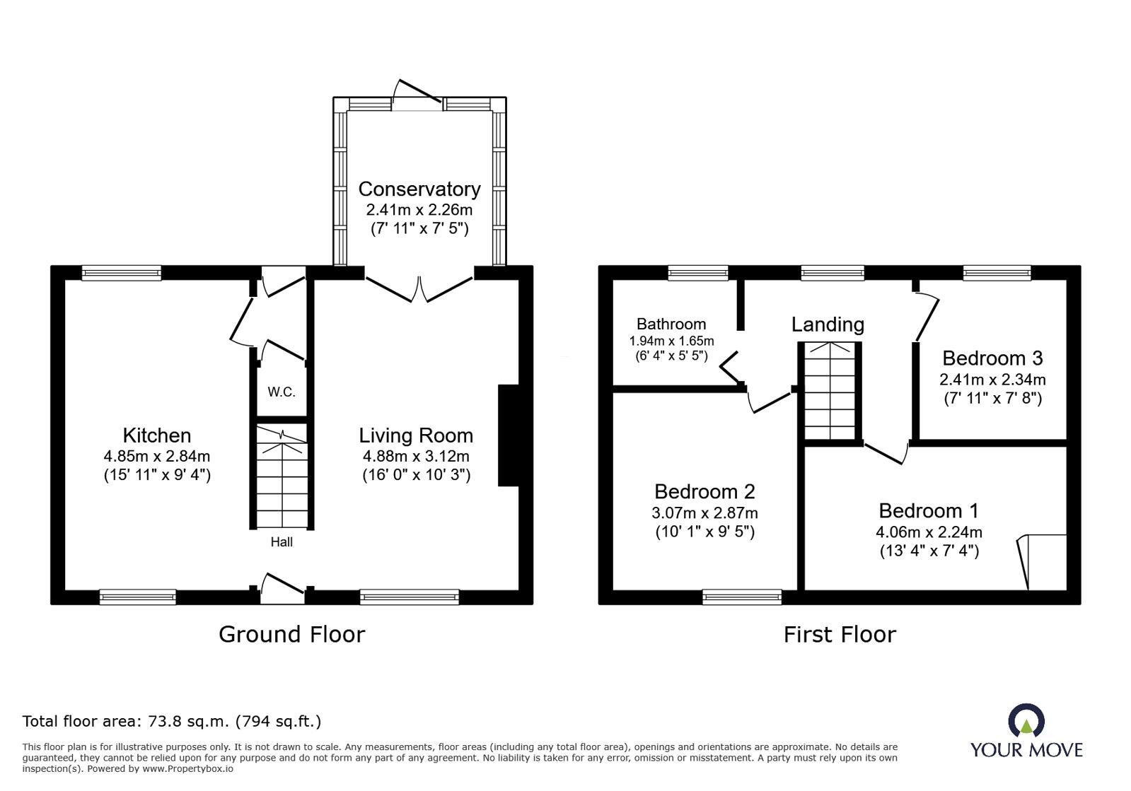 Floorplan of 3 bedroom Mid Terrace House for sale, North Road, Loughborough, Leicestershire, LE11