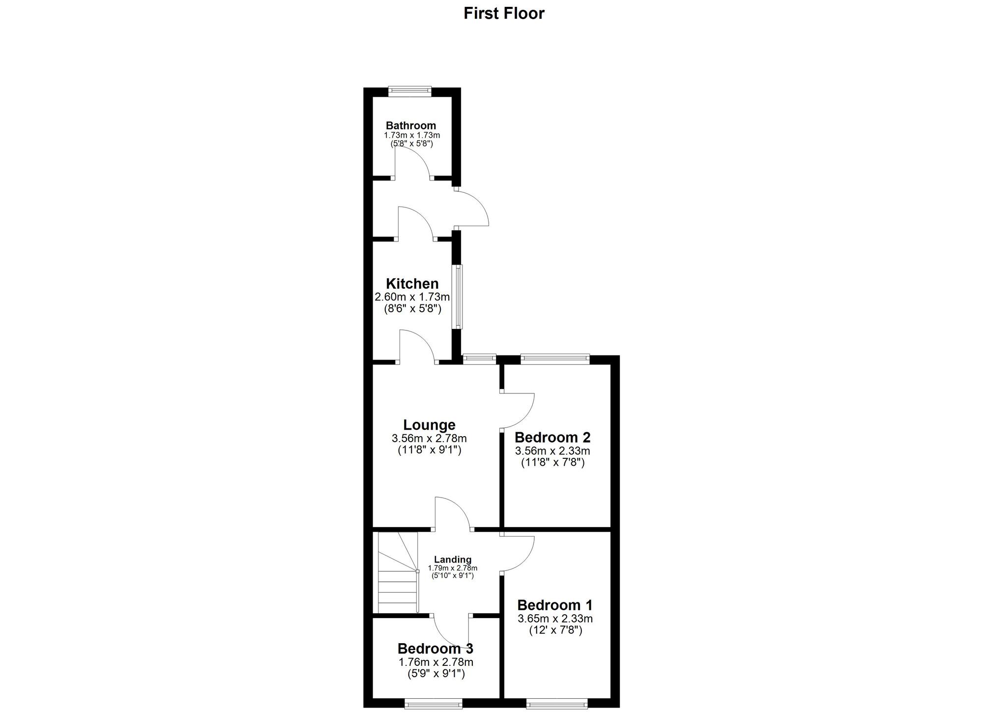 Floorplan of 3 bedroom  Flat to rent, Worley Avenue, Low Fell, Gateshead, NE9