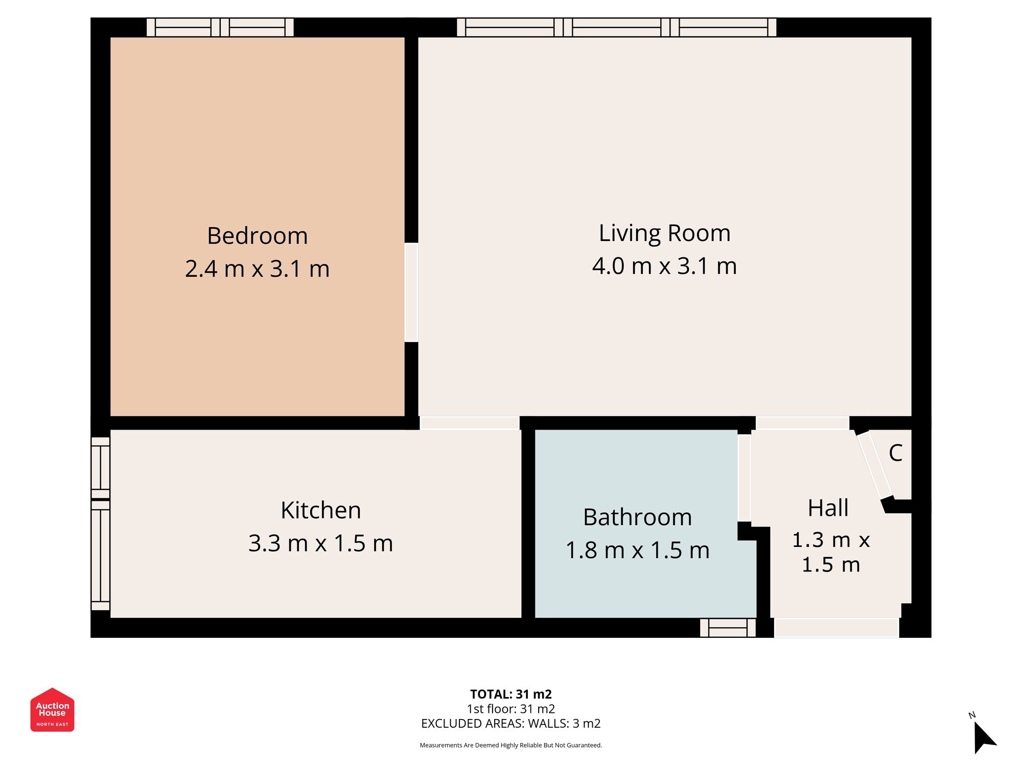 Floorplan of 1 bedroom Flat to rent, Carlisle Crescent, Houghton Le Spring, Tyne and Wear, DH4