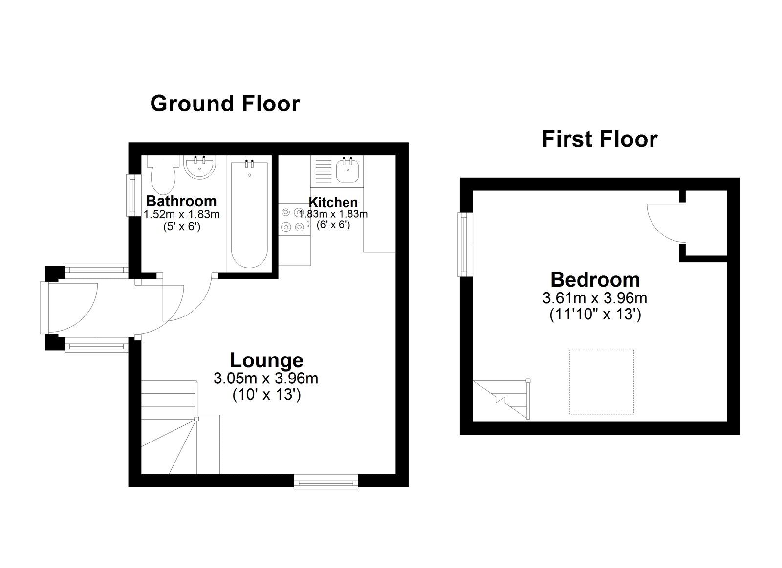 Floorplan of 1 bedroom Mid Terrace House to rent, Hevingham Close, Sunderland, Tyne and Wear, SR4