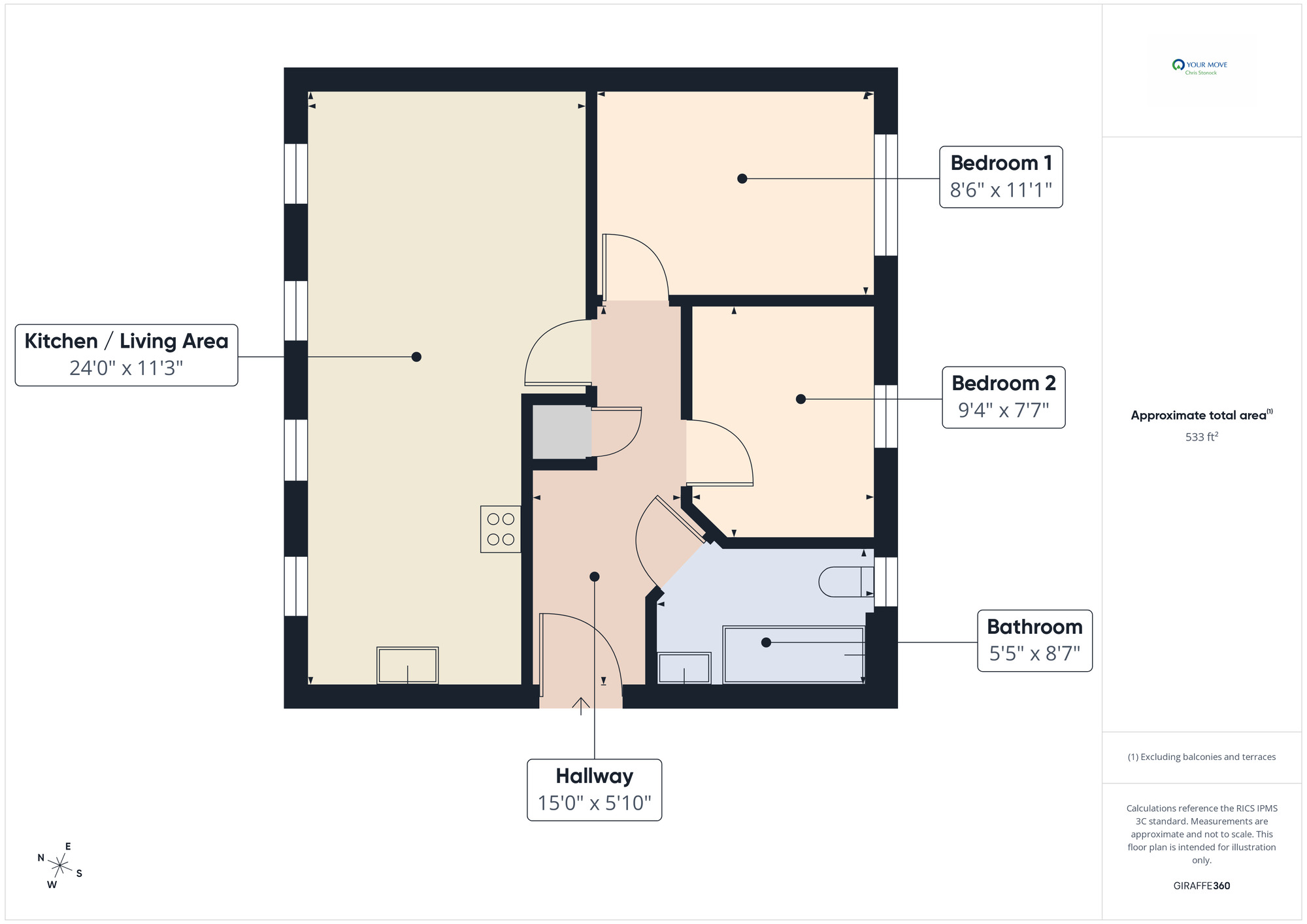 Floorplan of 2 bedroom Flat to rent, August Courtyard, North Side, Gateshead, NE8