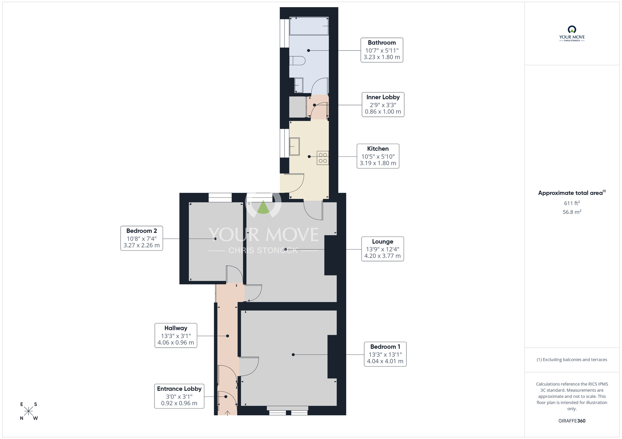 Floorplan of 2 bedroom Flat to rent, Woodlands Terrace, Gateshead, NE10