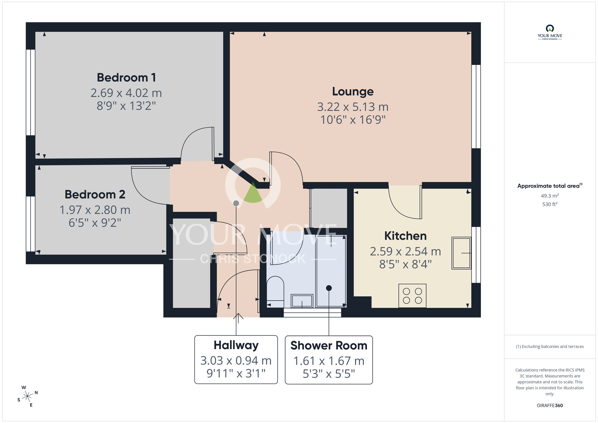 Floorplan of 2 bedroom Flat to rent, Chaucer Close, Gateshead, Tyne and Wear, NE8