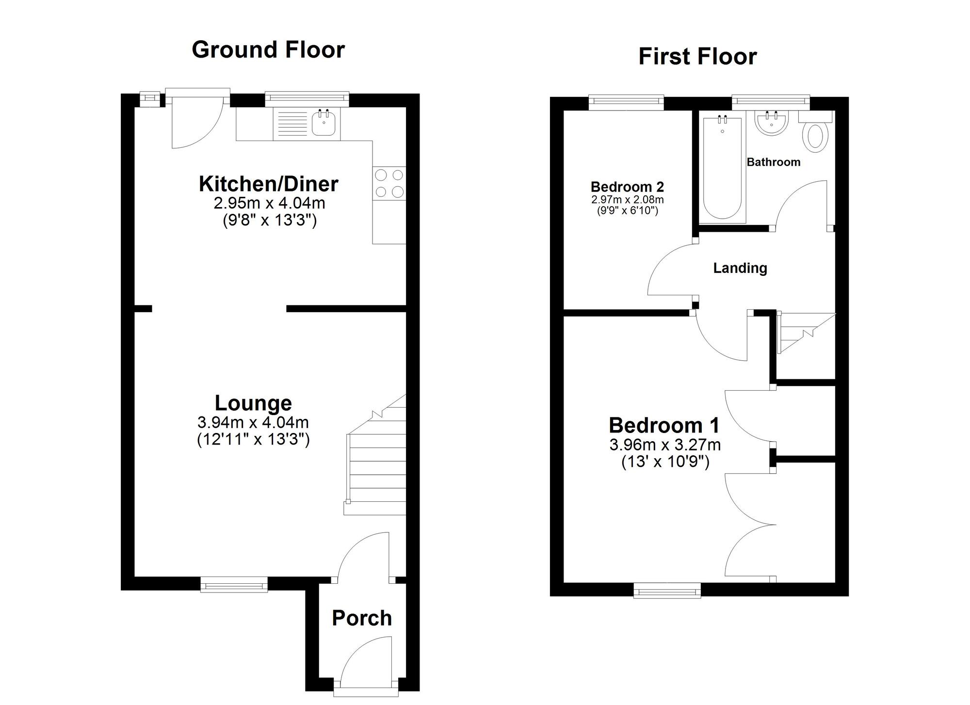 Floorplan of 2 bedroom Mid Terrace House to rent, Coniscliffe Place, Sunderland, Tyne and Wear, SR6
