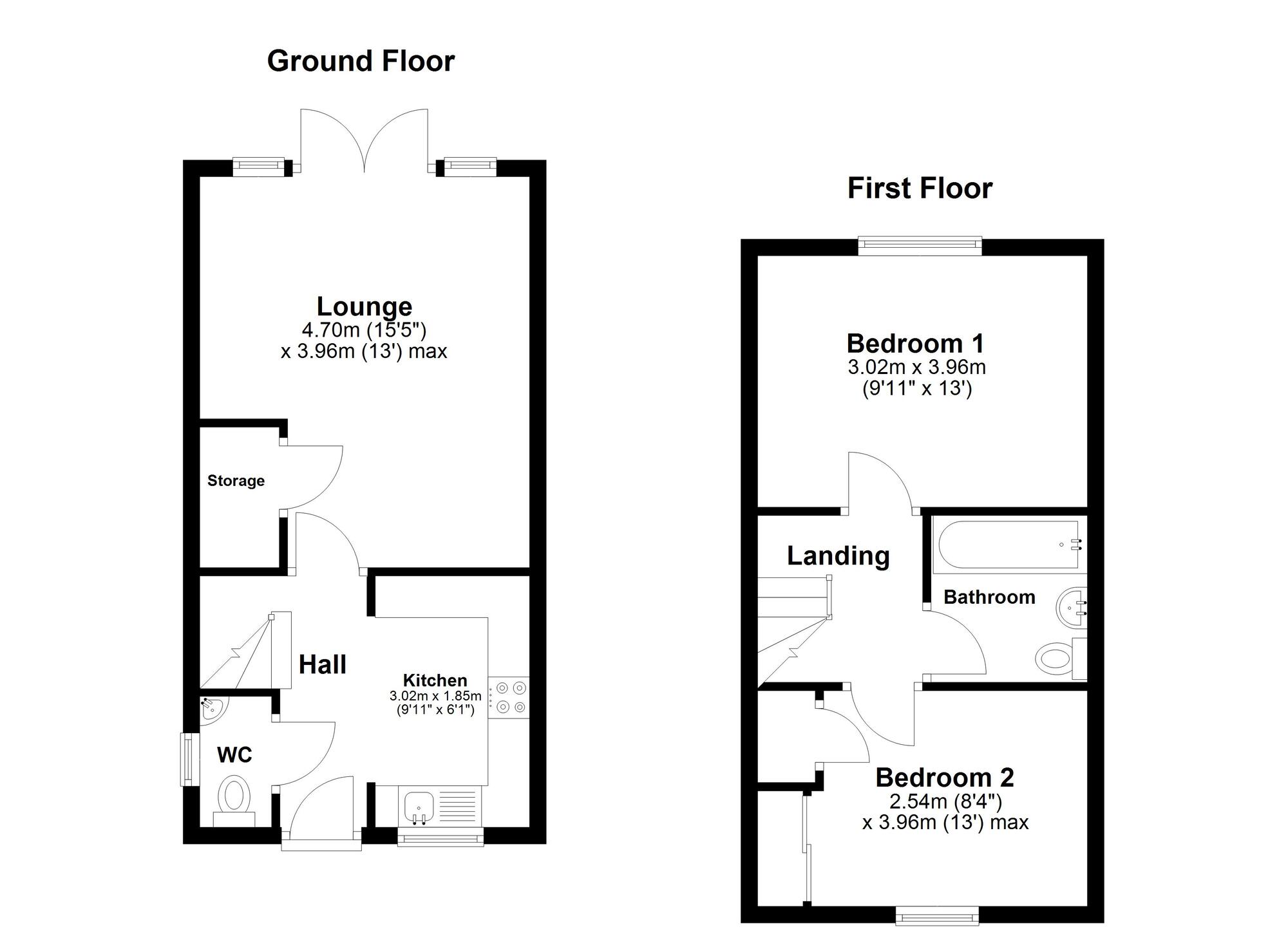 Floorplan of 2 bedroom Semi Detached Property to rent, Pleasington Grove, Sunderland, Tyne and Wear, SR3