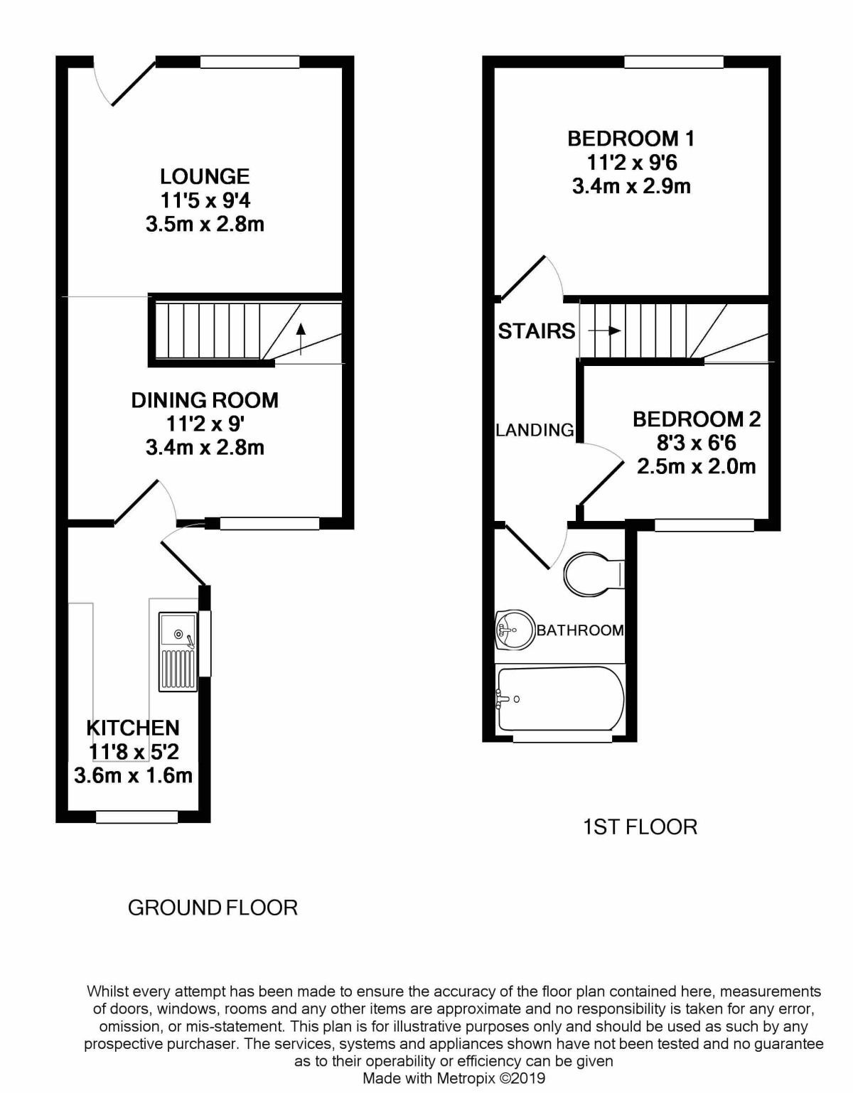 Floorplan of 2 bedroom Mid Terrace House to rent, Walton Road, Lowestoft, Suffolk, NR32