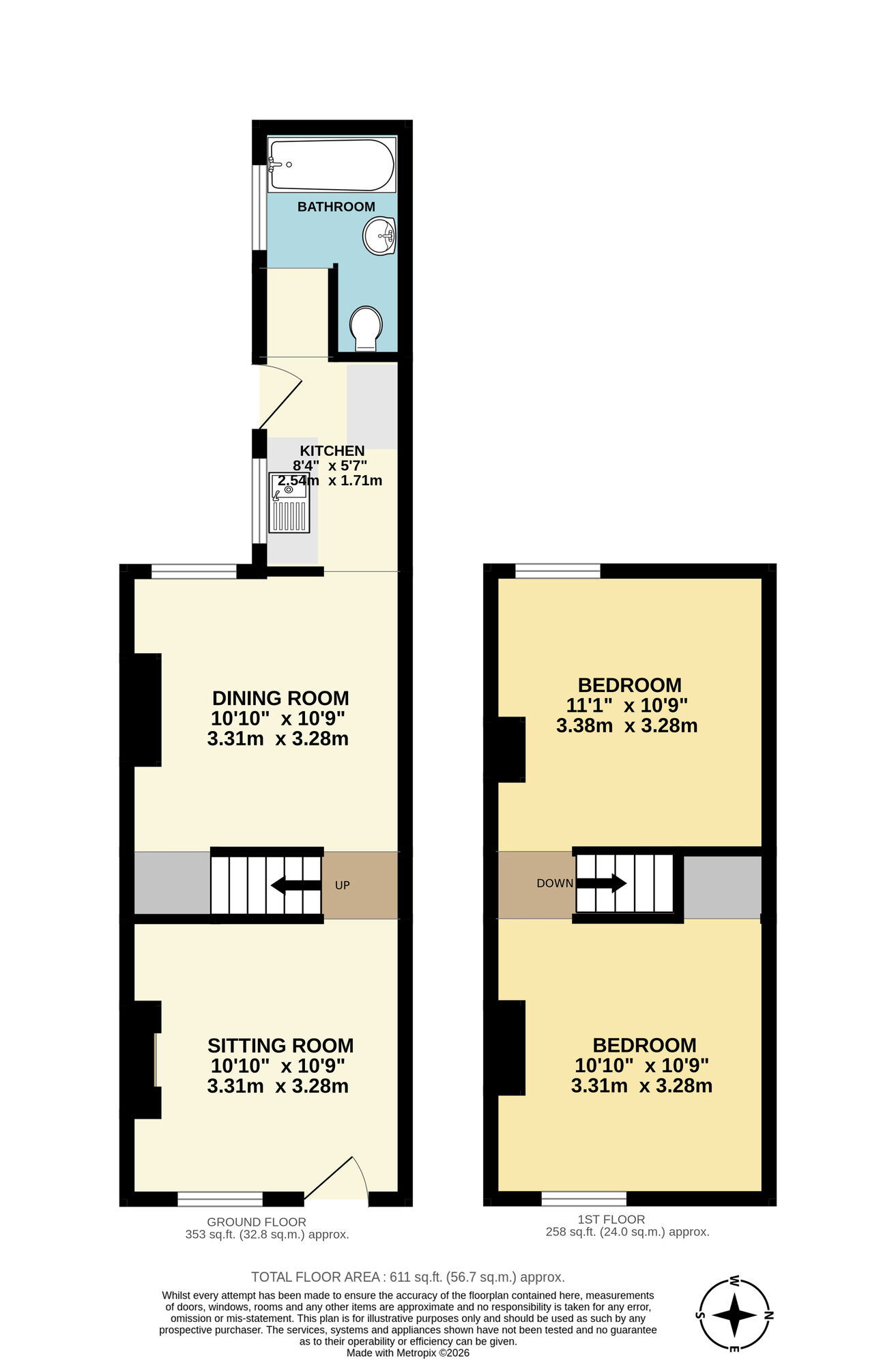 Floorplan of 2 bedroom Mid Terrace House for sale, Raglan Street, Lowestoft, Suffolk, NR32