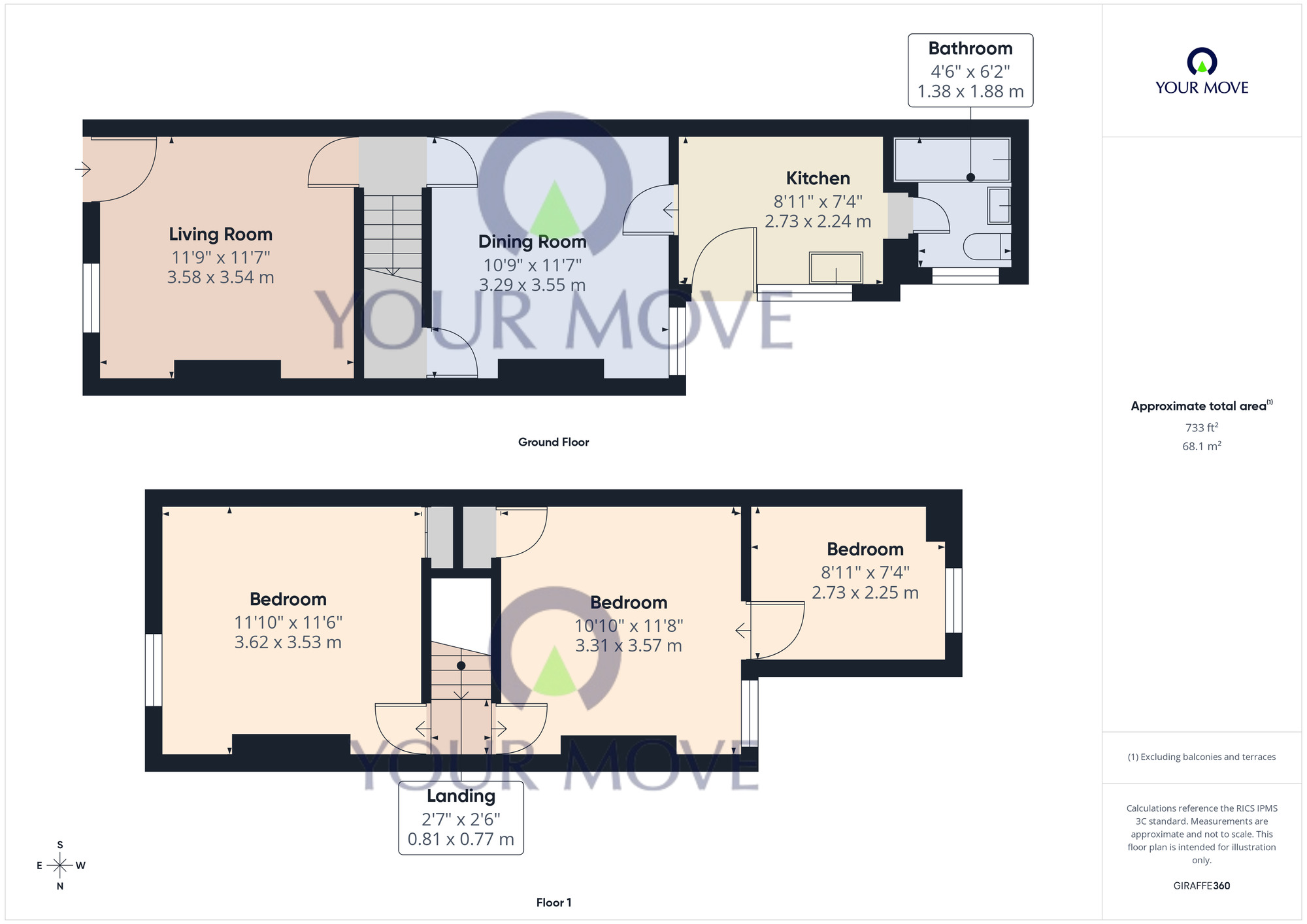 Floorplan of 3 bedroom Mid Terrace House for sale, Queens Road, Lowestoft, Suffolk, NR32