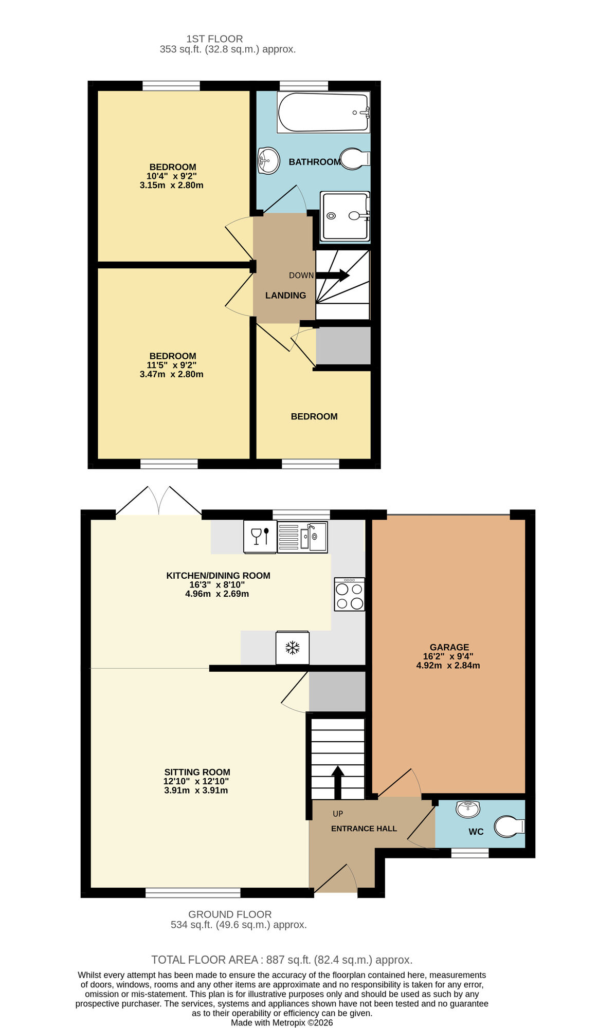 Floorplan of 3 bedroom Semi Detached House for sale, The Poplars, Spexhall, Suffolk, IP19