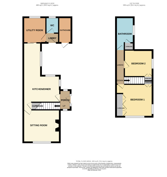 Floorplan of 2 bedroom End Terrace House for sale, Lound Road, Blundeston, Suffolk, NR32