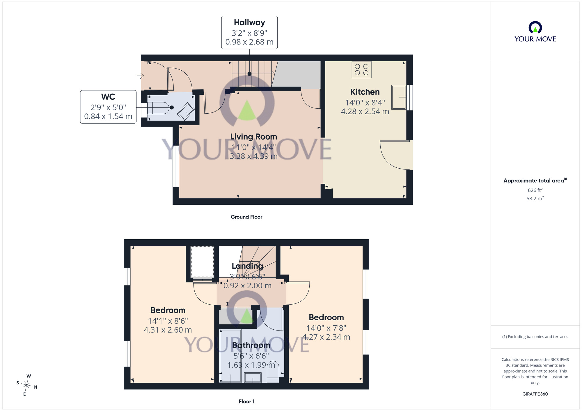 Floorplan of 2 bedroom Mid Terrace House for sale, Neptune Close, Bradwell, Norfolk, NR31