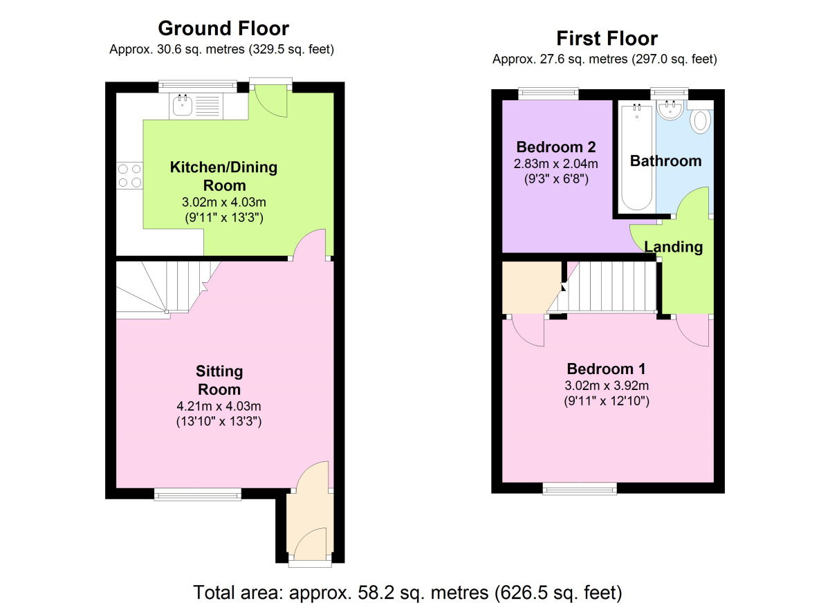 Floorplan of 2 bedroom Semi Detached House to rent, Wheelers Road, Midsomer Norton, Radstock, BA3