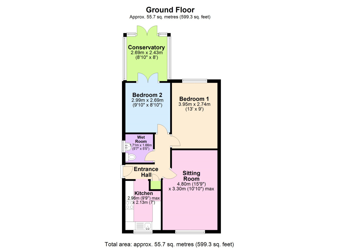 Floorplan of 2 bedroom Semi Detached Bungalow to rent, Shelley Road, Radstock, BA3