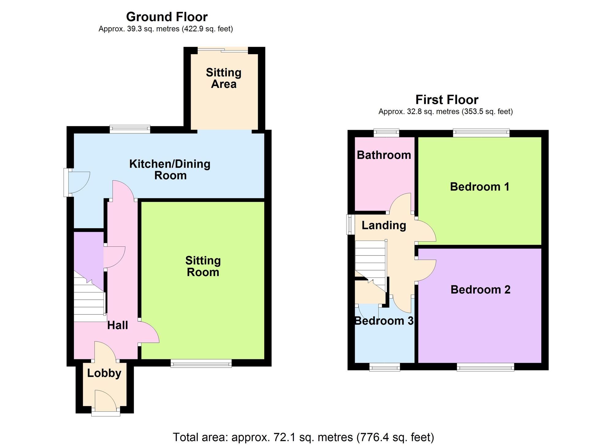 Floorplan of 3 bedroom Semi Detached House to rent, Charlton Park, Midsomer Norton, Radstock, BA3