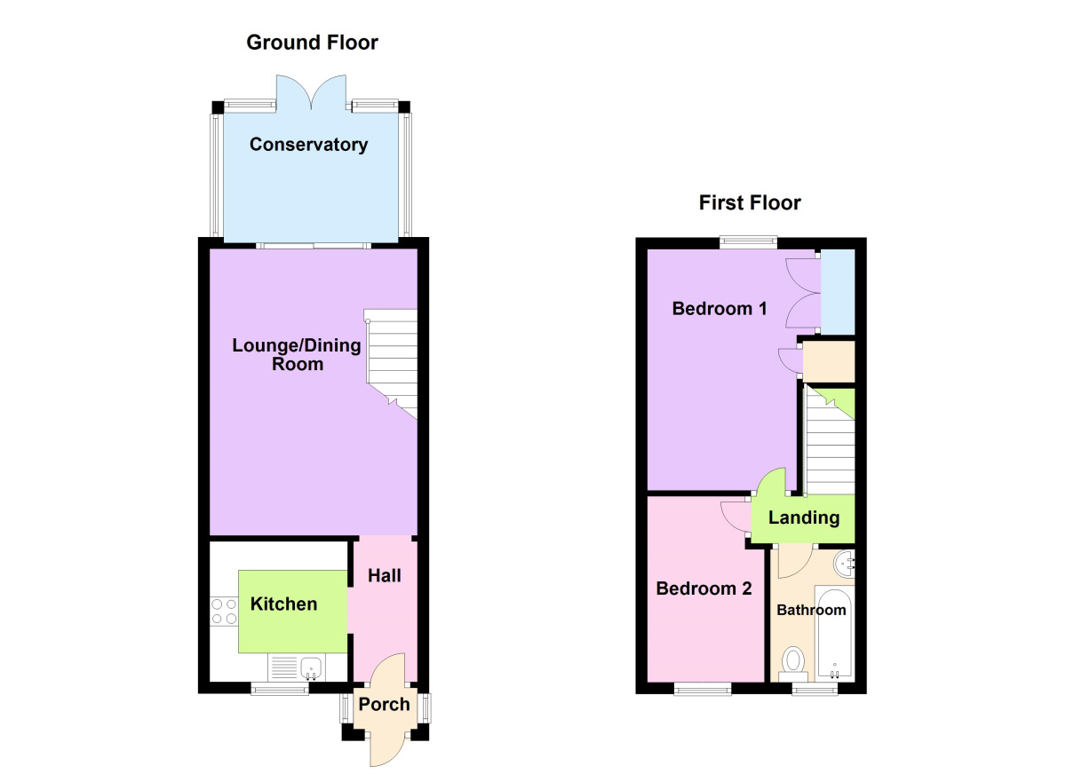 Floorplan of 2 bedroom Mid Terrace House to rent, Red Post Court, Peasedown St. John, Bath, BA2