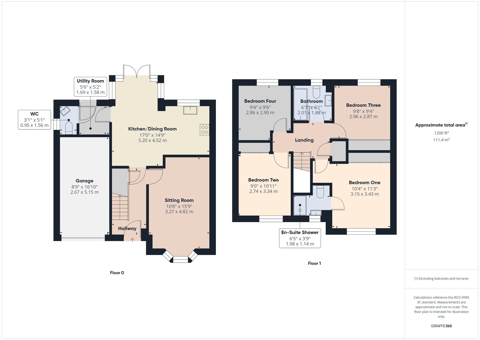 Floorplan of 4 bedroom Detached House for sale, Cotswold Gardens, Midsomer Norton, Somerset, BA3