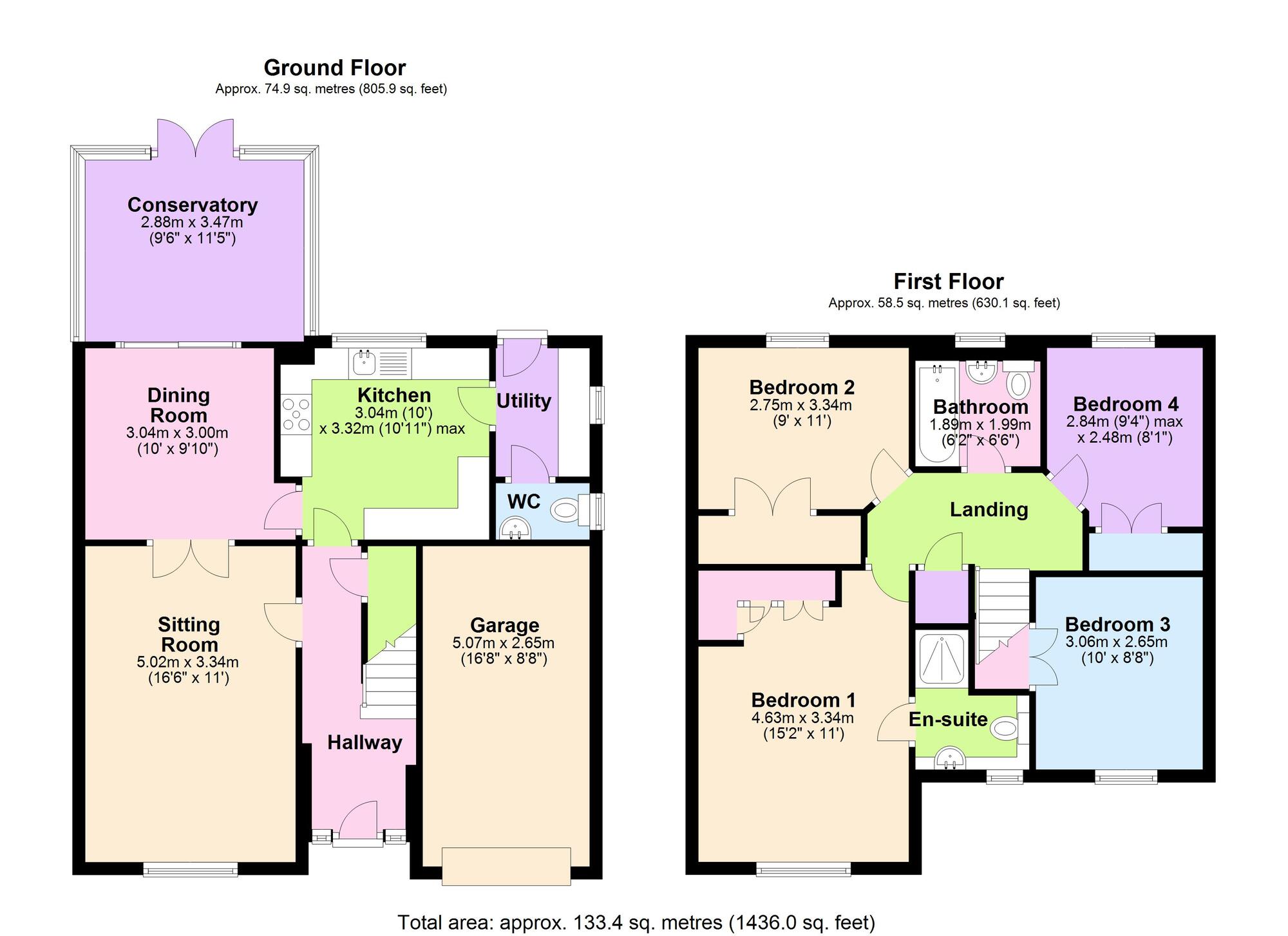Floorplan of 4 bedroom Detached House for sale, Sawmill Gardens, Chilcompton, Somerset, BA3