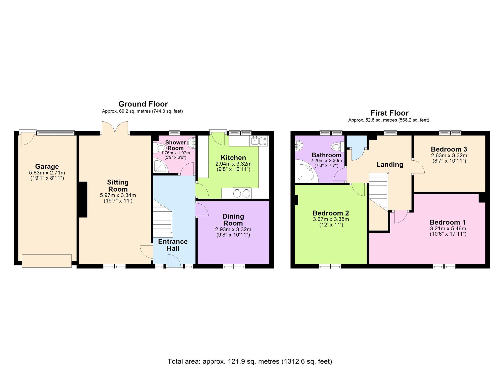 Floorplan of 3 bedroom Detached House for sale, Britannia Close, Chilcompton, Somerset, BA3