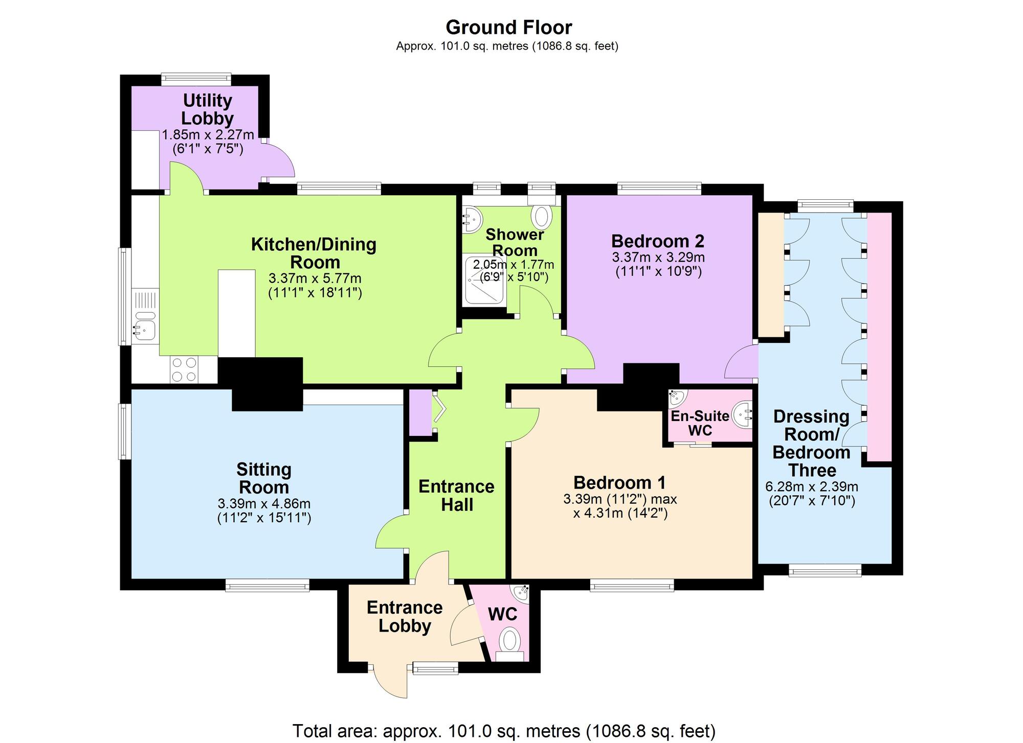 Floorplan of 2 bedroom Detached Bungalow for sale, Fosseway, Clandown, Somerset, BA3