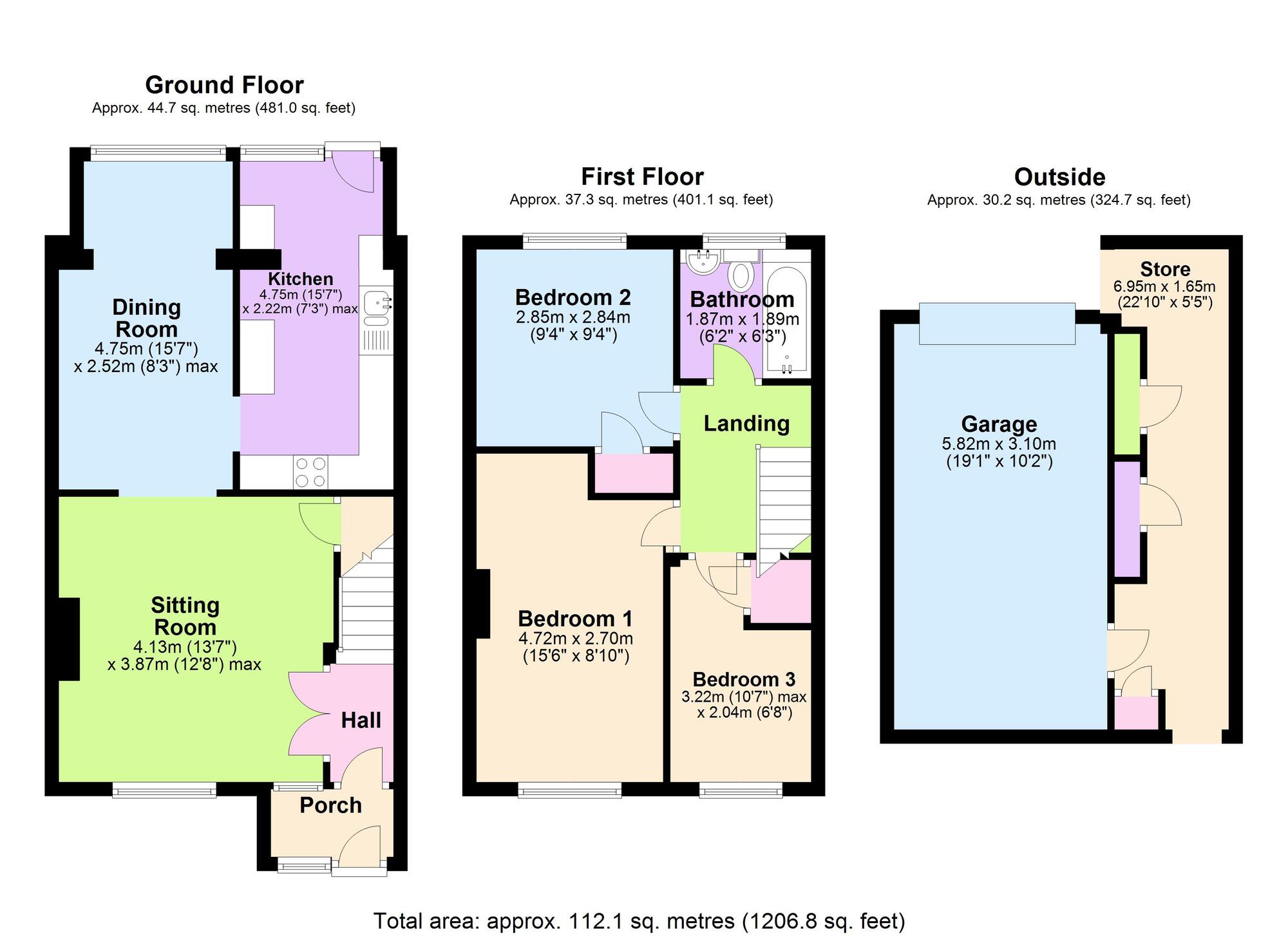 Floorplan of 3 bedroom Mid Terrace House for sale, Roman Way, Paulton, Somerset, BS39
