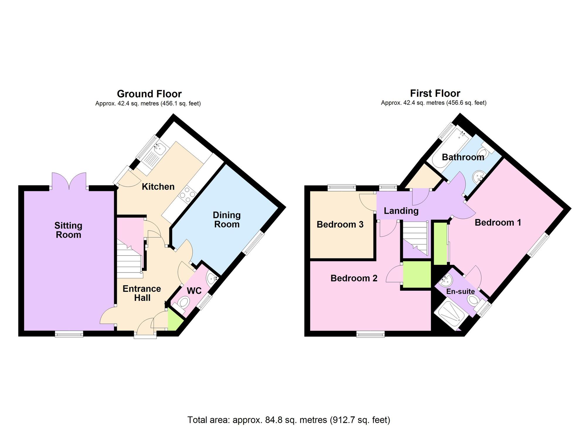 Floorplan of 3 bedroom Semi Detached House for sale, Clifford Drive, Paulton, Somerset, BS39