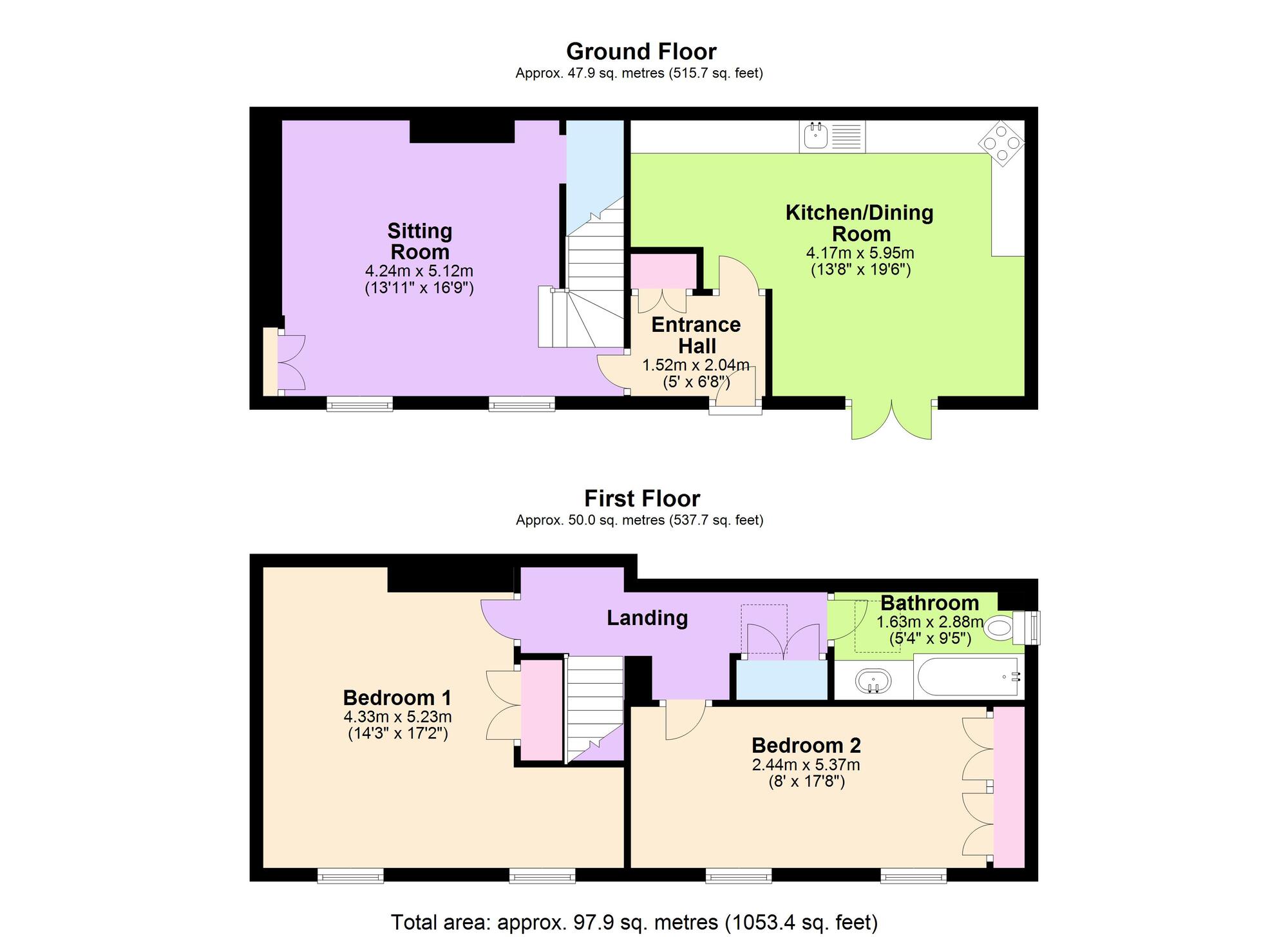 Floorplan of 2 bedroom  Property for sale, Harts Lane, Hallatrow, Somerset, BS39