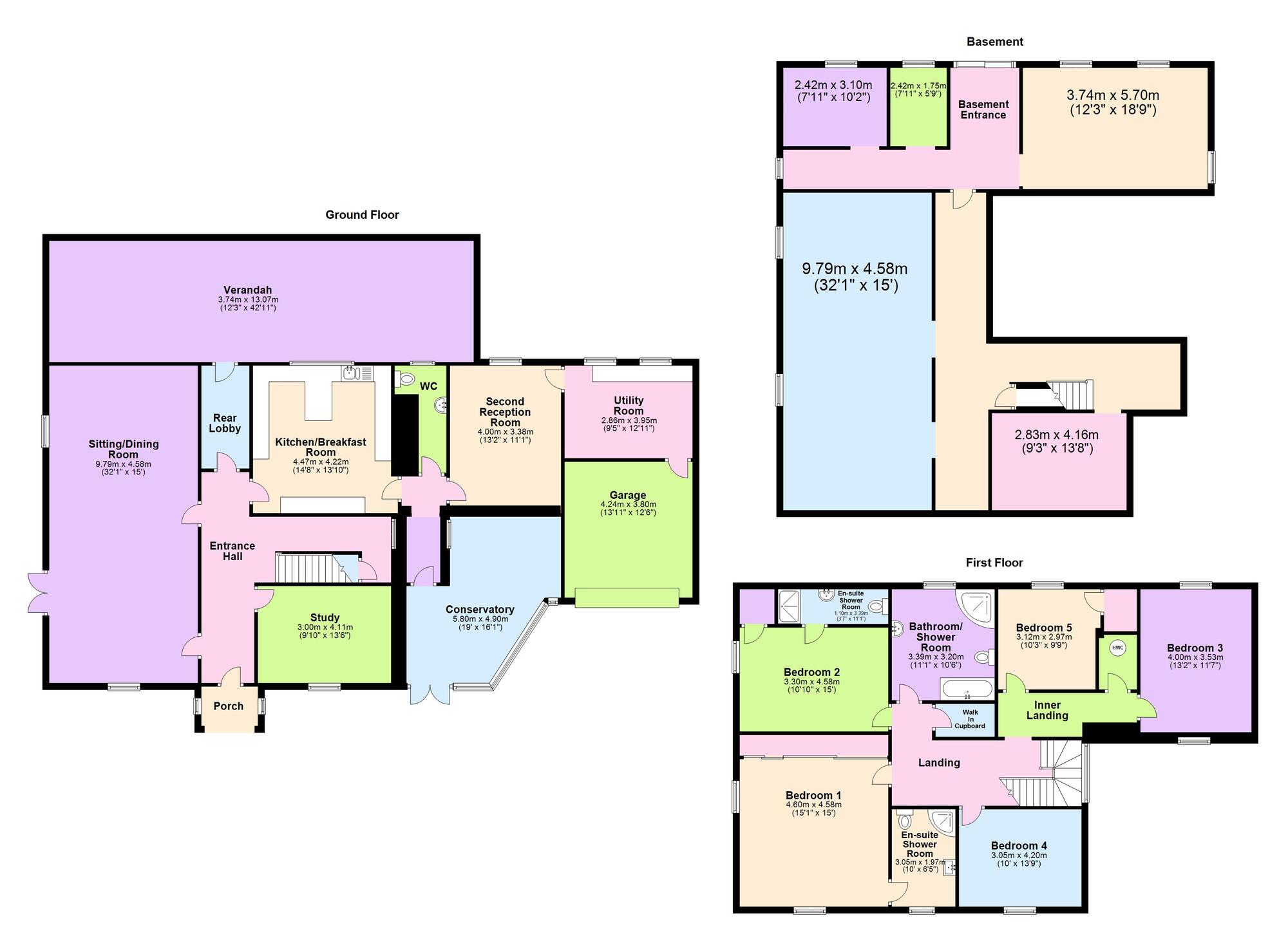 Floorplan of 5 bedroom Detached House for sale, Wells Road, Westfield, Somerset, BA3