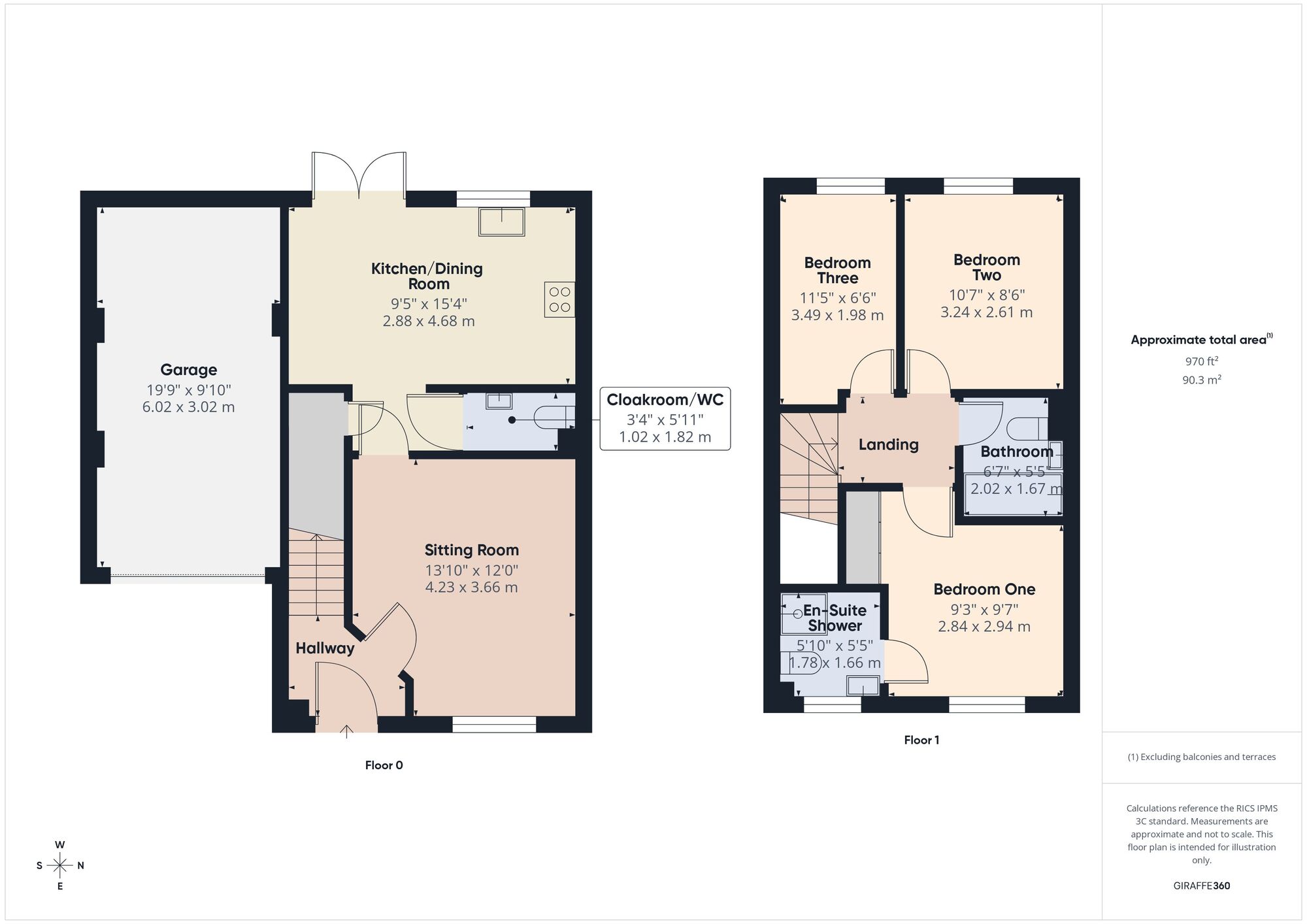 Floorplan of 3 bedroom Semi Detached House for sale, Voake Close, Midsomer Norton, Somerset, BA3