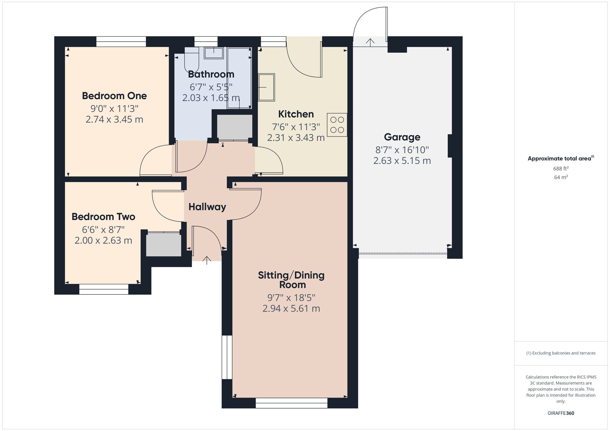Floorplan of 2 bedroom Semi Detached Bungalow for sale, Old England Way, Peasedown St. John, Somerset, BA2