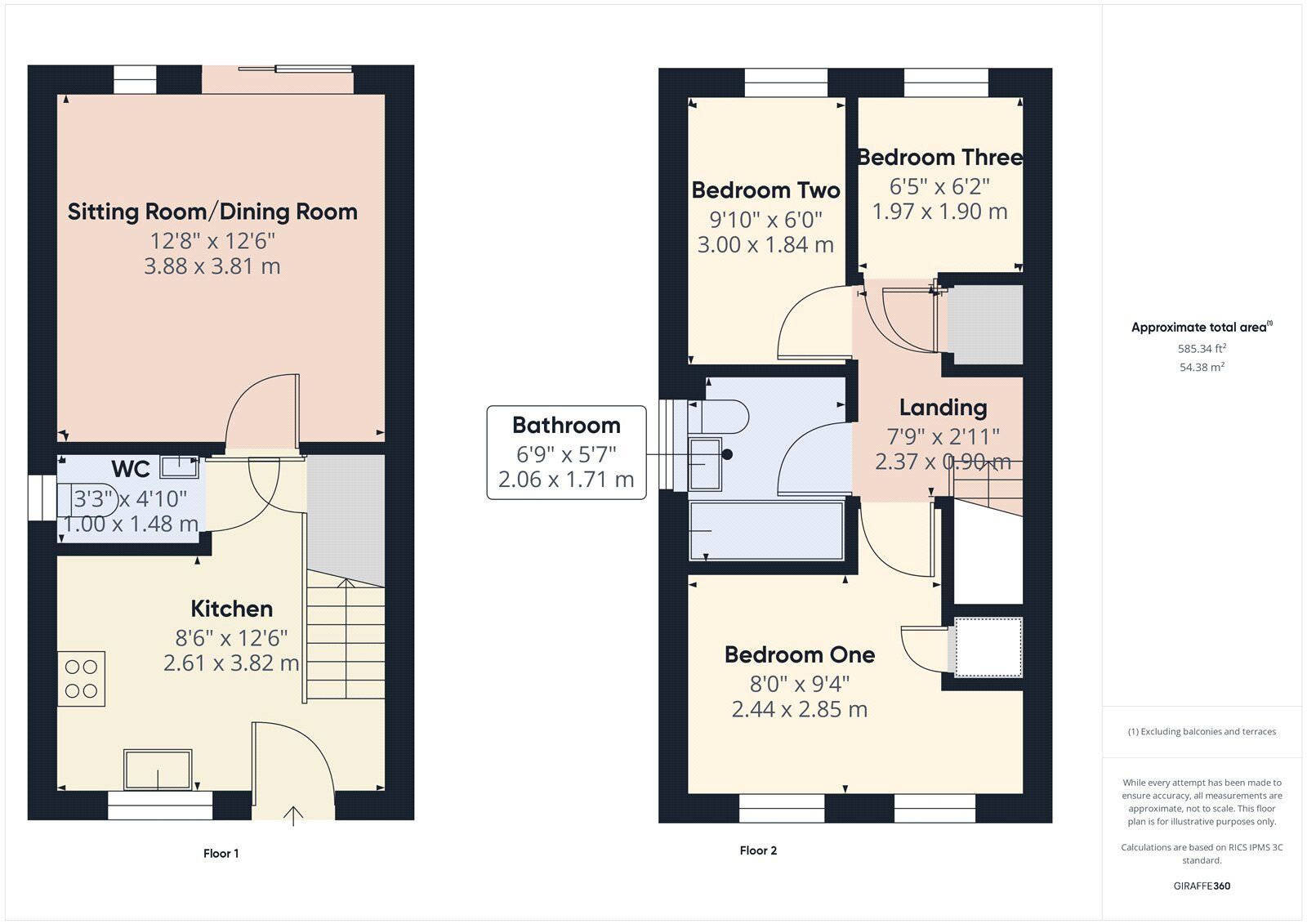 Floorplan of 3 bedroom End Terrace House for sale, Springfield Crest, Radstock, Somerset, BA3