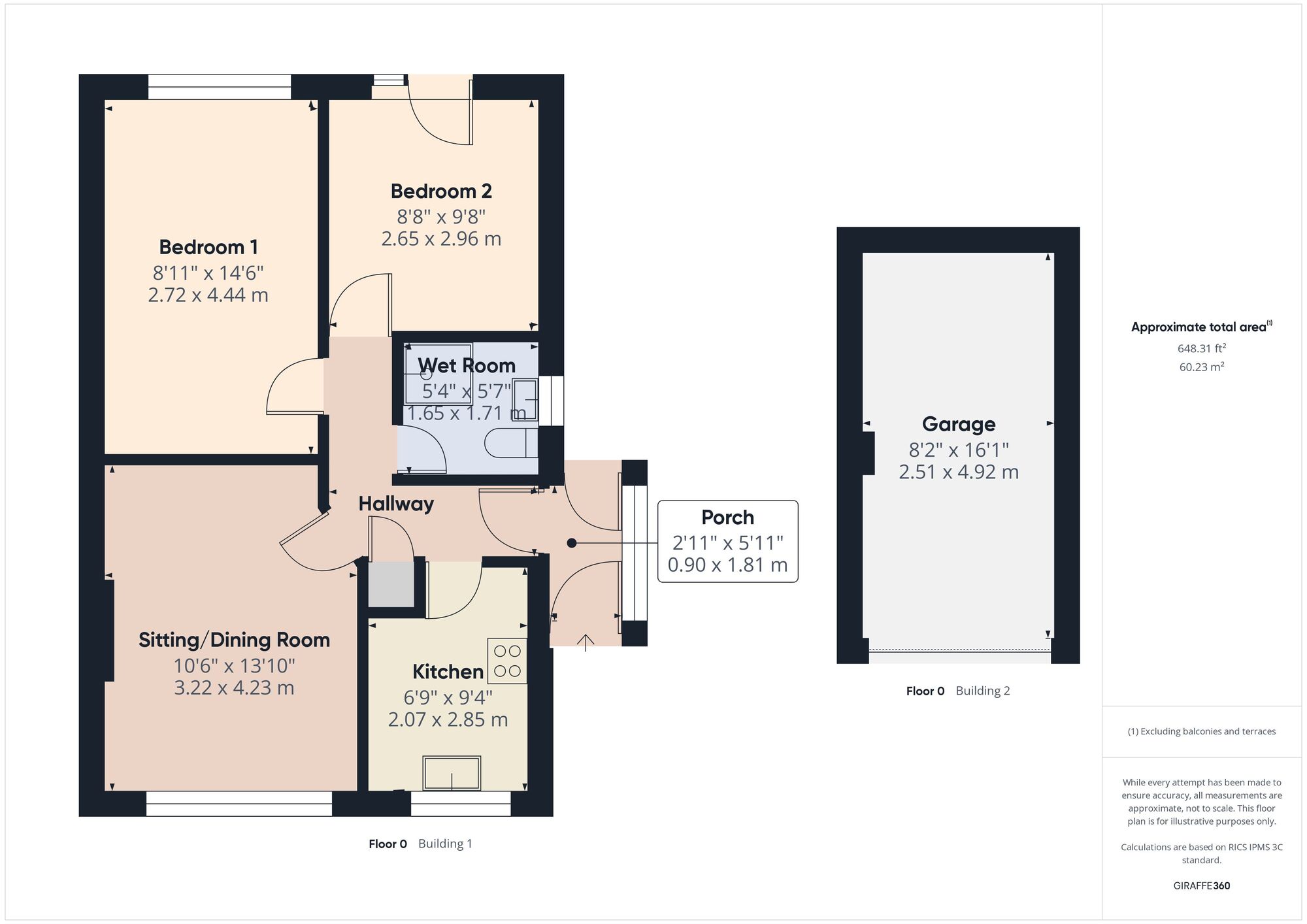 Floorplan of 2 bedroom Semi Detached Bungalow for sale, Keats Road, Westfield, Somerset, BA3