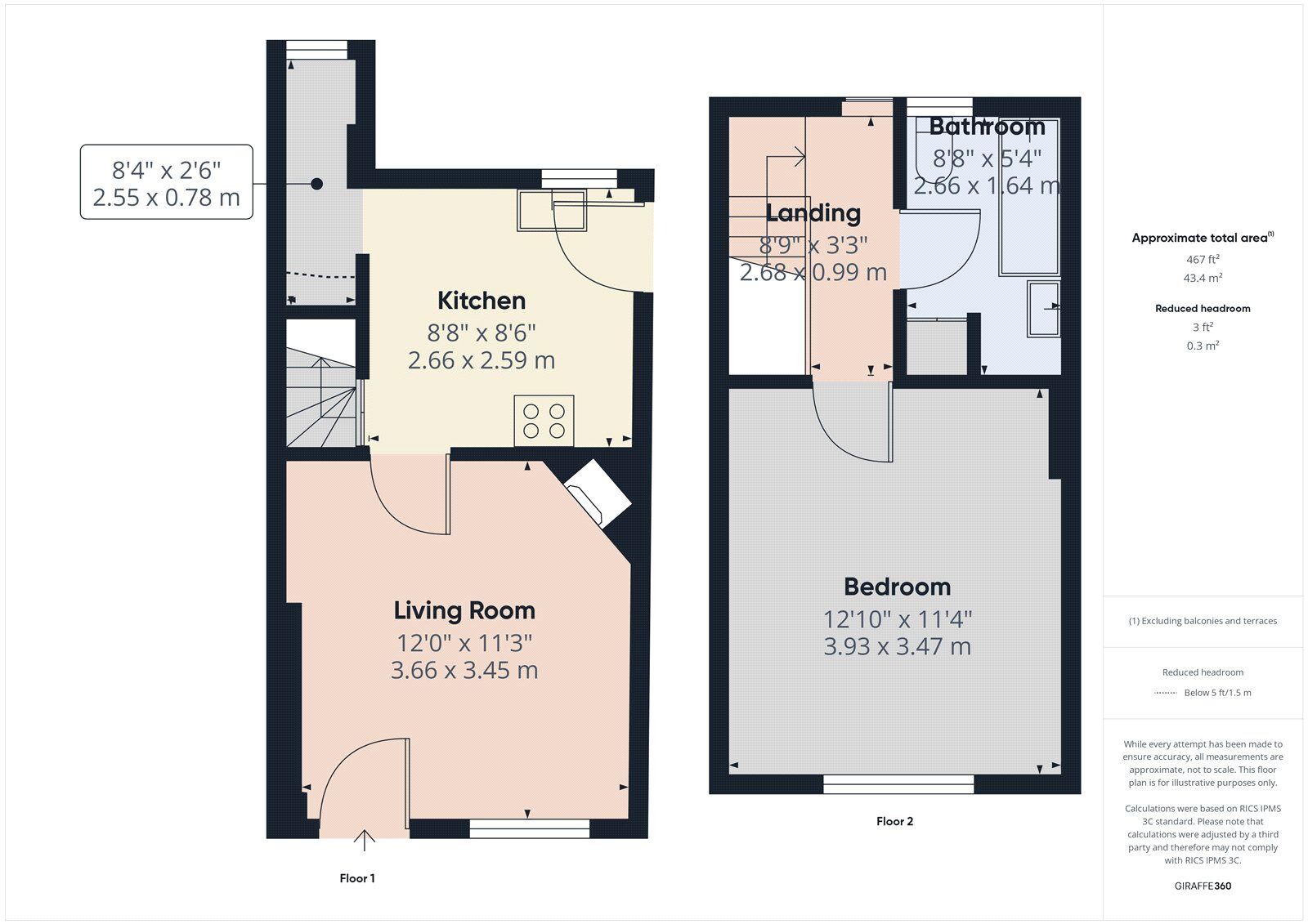 Floorplan of 1 bedroom End Terrace House for sale, High Street, Midsomer Norton, Somerset, BA3