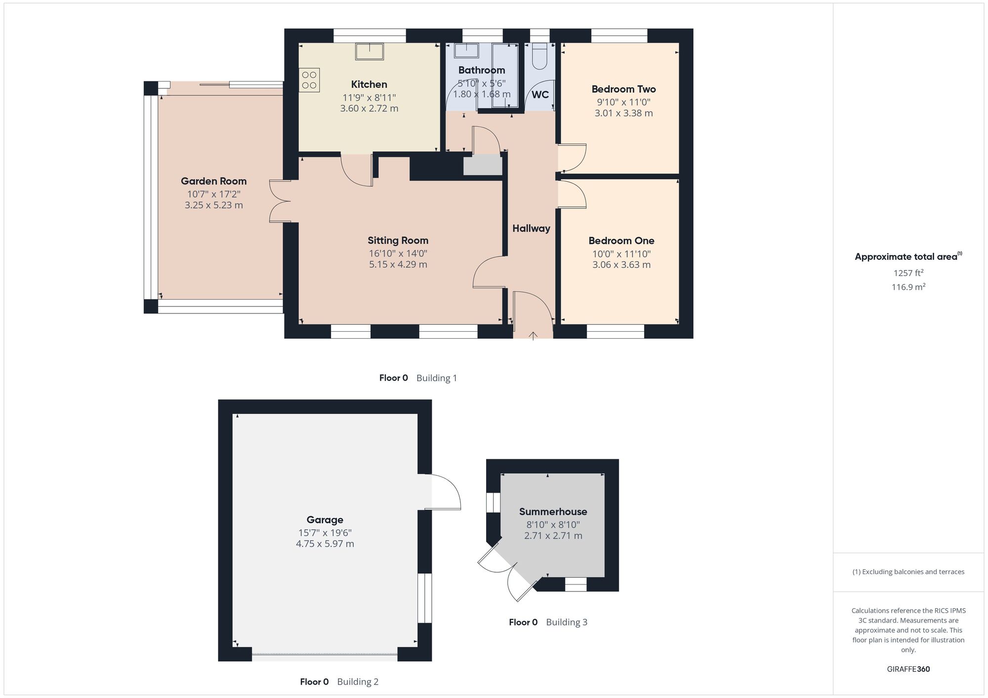 Floorplan of 2 bedroom Link Detached Bungalow for sale, Common Lane, Holcombe, Somerset, BA3