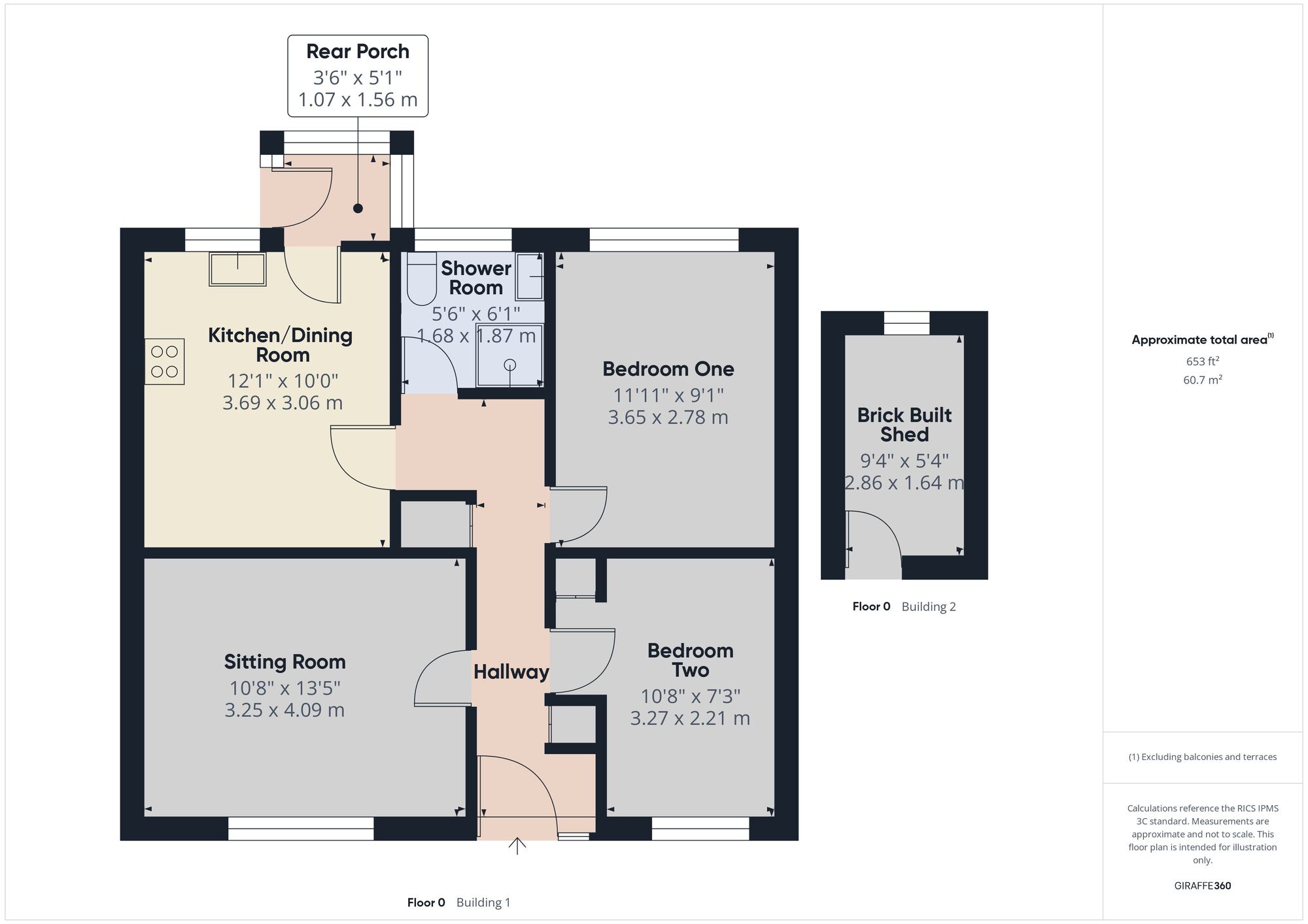 Floorplan of 2 bedroom Link Detached Bungalow for sale, Eckweek Gardens, Peasedown St. John, Somerset, BA2
