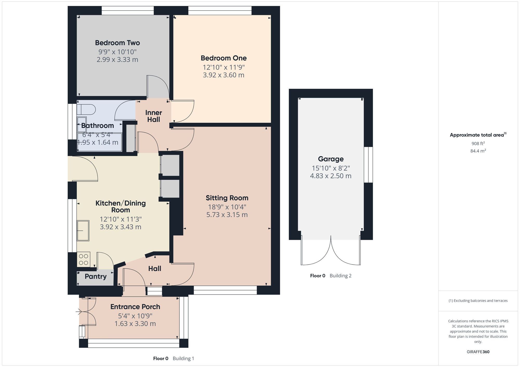 Floorplan of 2 bedroom Semi Detached Bungalow for sale, Sunridge Park, Midsomer Norton, Somerset, BA3