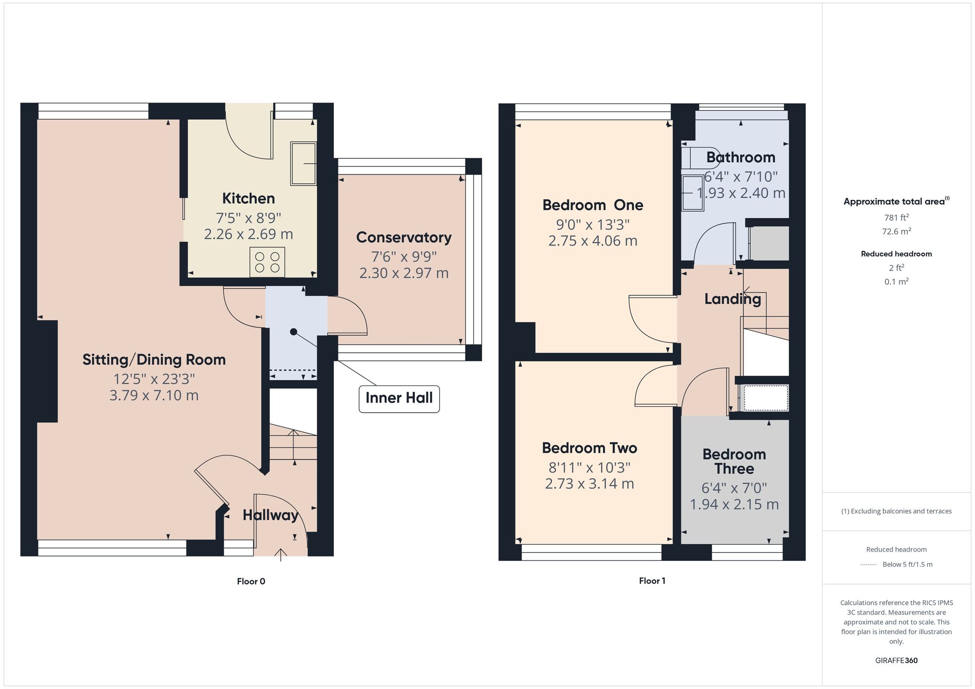 Floorplan of 3 bedroom End Terrace House for sale, Brookside Close, Paulton, Somerset, BS39