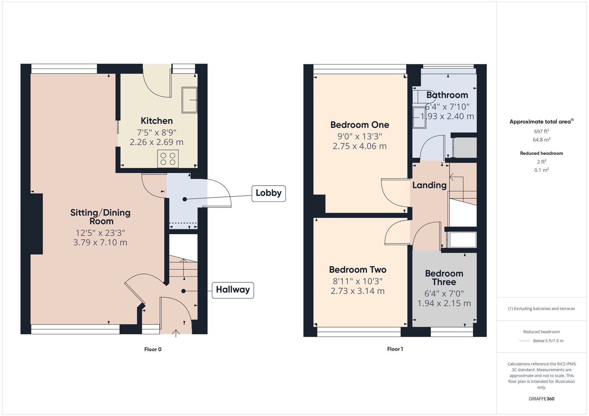 Floorplan of 3 bedroom End Terrace House for sale, Brookside Close, Paulton, Somerset, BS39