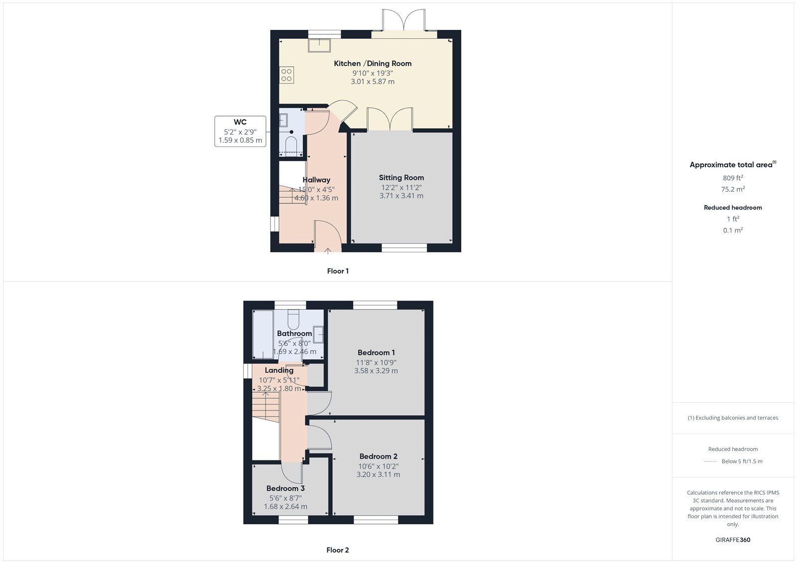 Floorplan of 3 bedroom Detached House for sale, Hillside Crescent, Midsomer Norton, Somerset, BA3