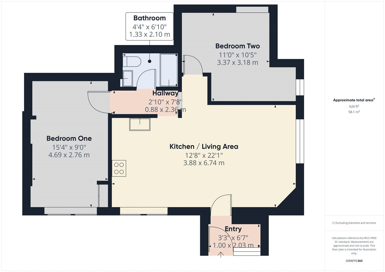 Floorplan of 2 bedroom  Flat to rent, Fosseway, Westfield, Somerset, BA3